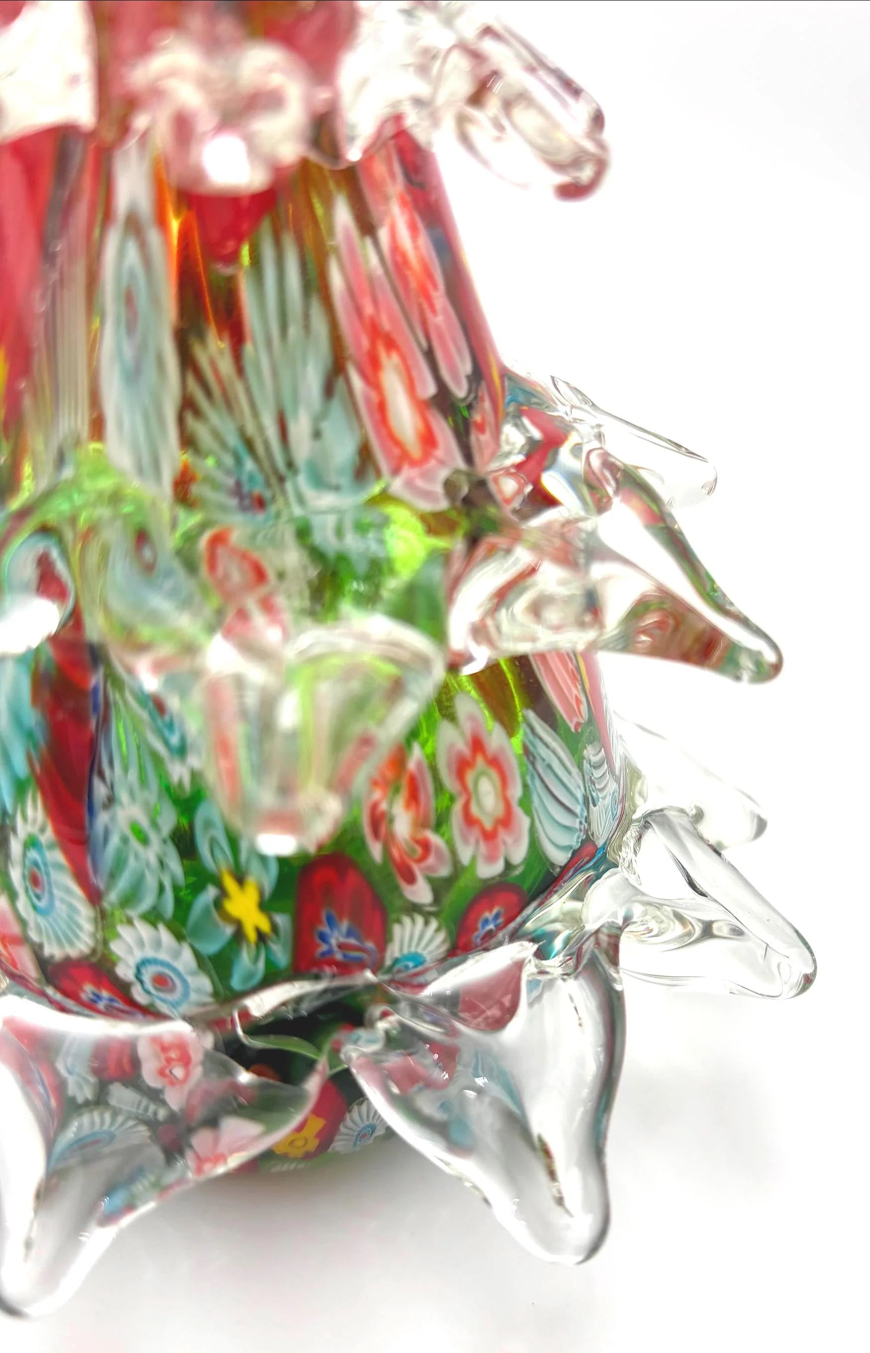 VINTAGE MURANO MILLEFIORI GLASS CHRISTMAS TREE | HAND BLOWN ITALIAN ART GLASS HOLIDAY SCULPTURE