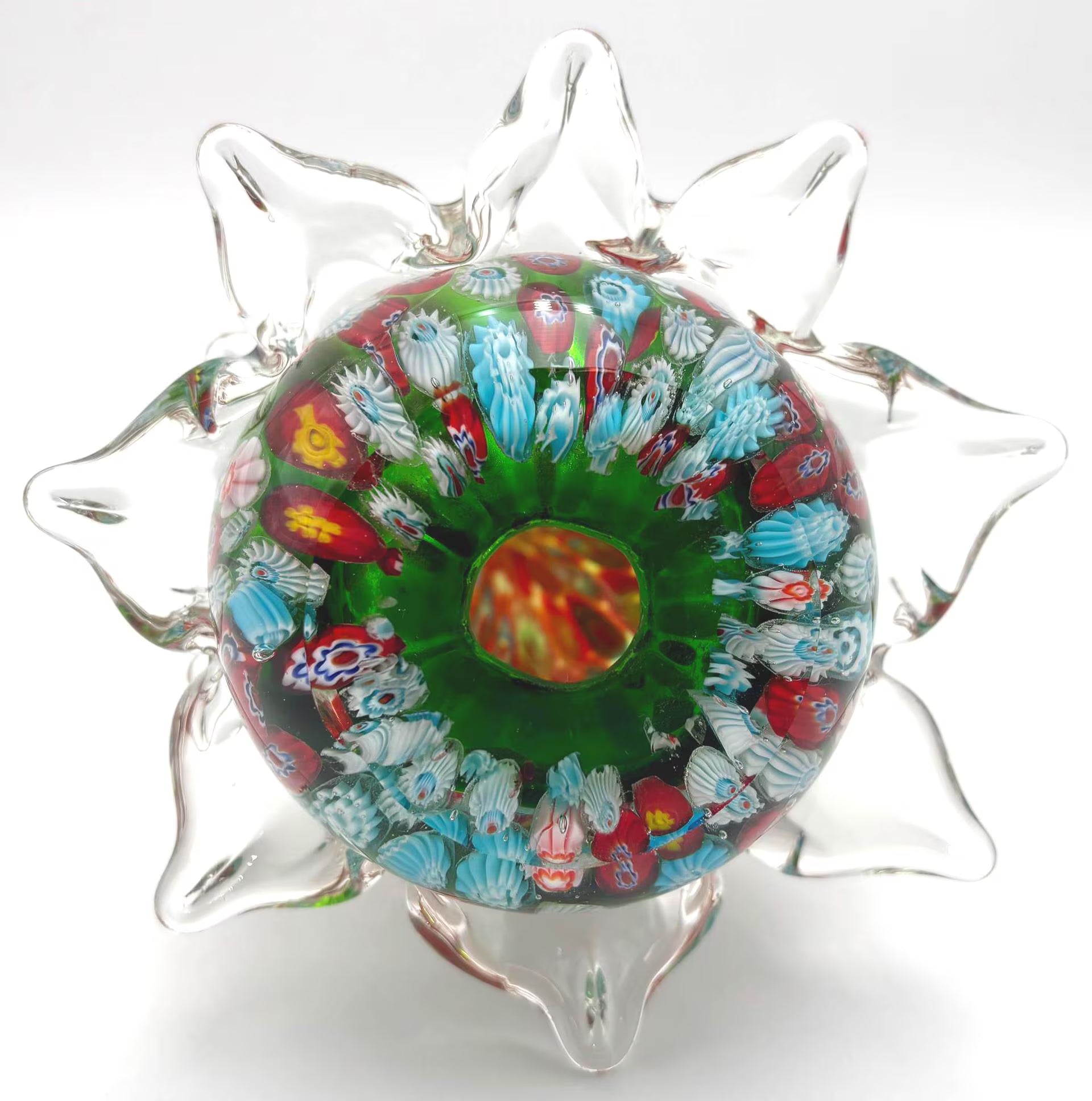 VINTAGE MURANO MILLEFIORI GLASS CHRISTMAS TREE | HAND BLOWN ITALIAN ART GLASS HOLIDAY SCULPTURE