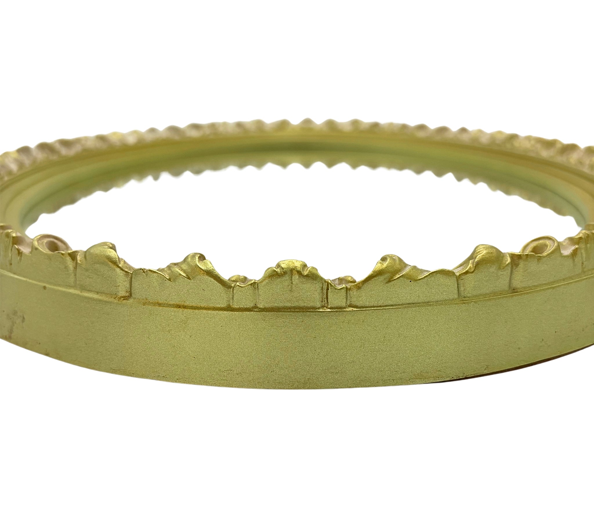 VINTAGE OVAL CHARTREUSE GOLD ORNATE WALL MIRROR
