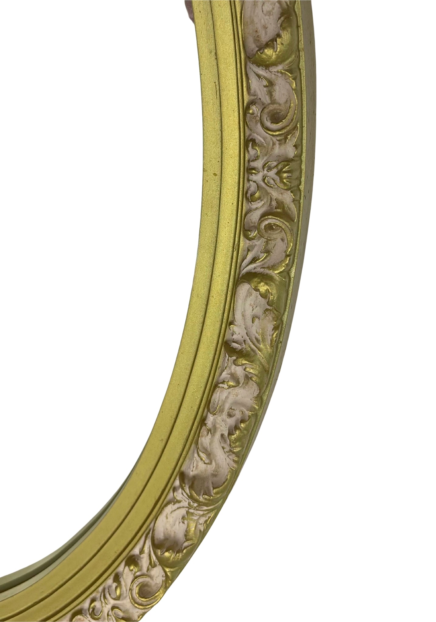VINTAGE OVAL CHARTREUSE GOLD ORNATE WALL MIRROR