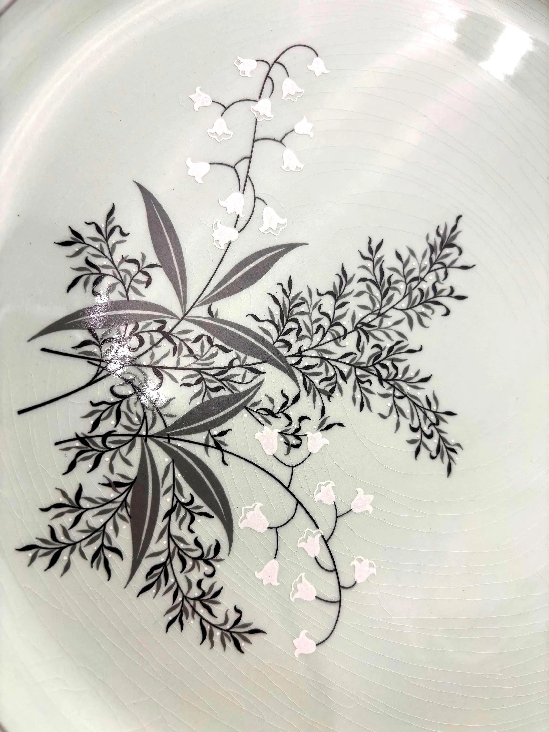 VINTAGE TAYLOR SMITH TAYLOR LADY EMPIRE CELADON SERVING PLATTERS – MID CENTURY PERMACAL OVENPROOF DINNERWARE PAIR
