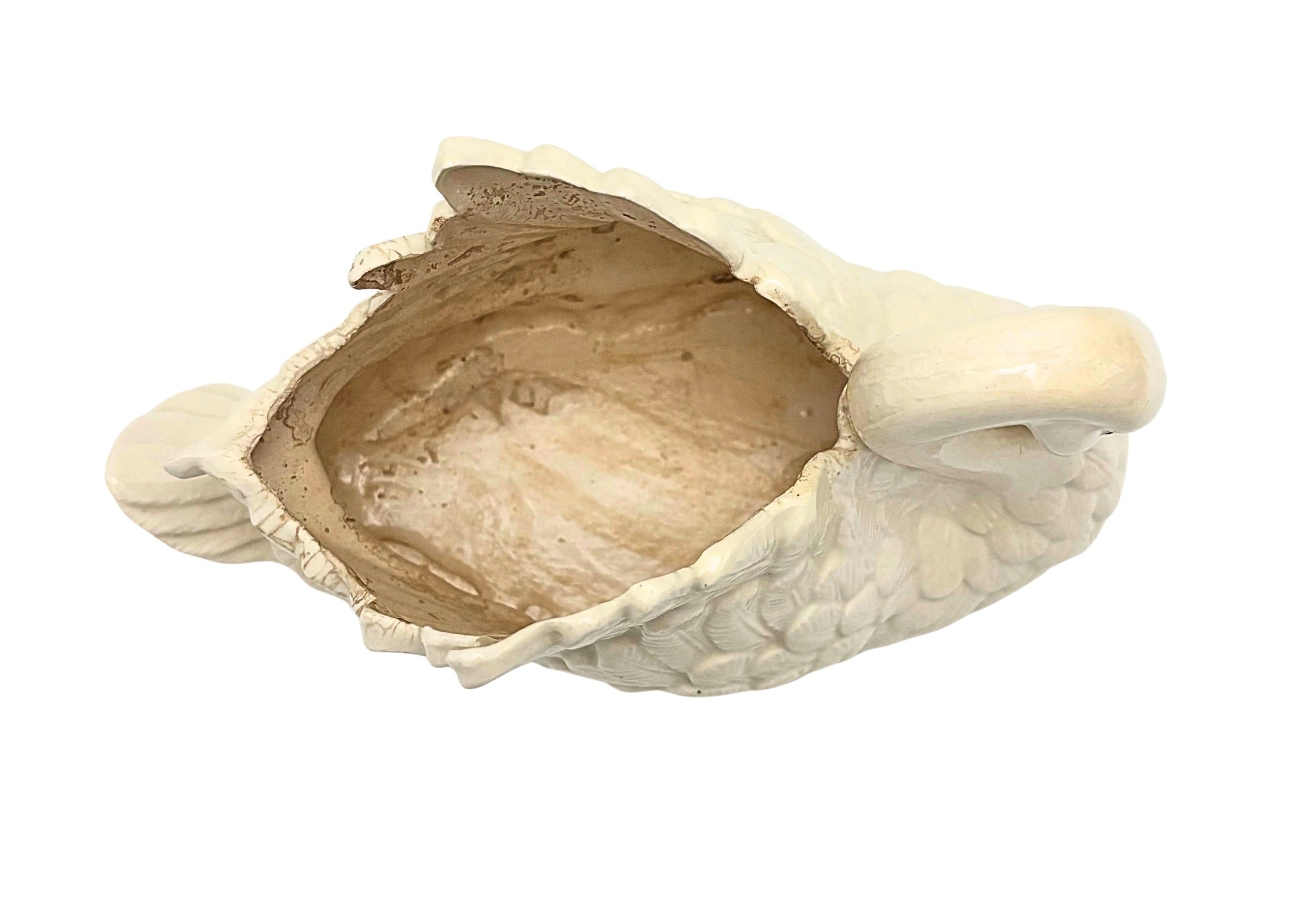 VINTAGE WHITE CERAMIC SWAN PLANTER