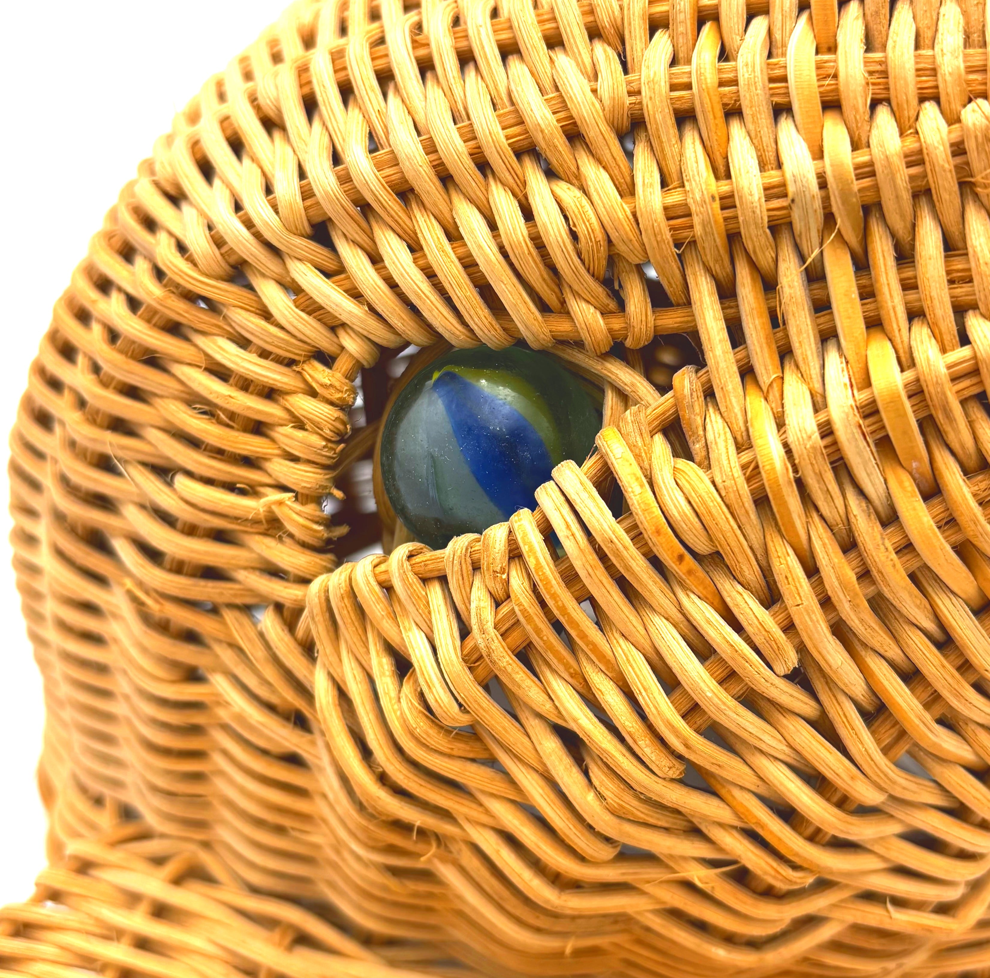 VINTAGE WICKER ELEPHANT TOWEL RINGS