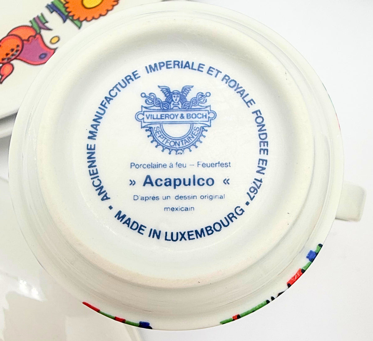 Vintage Villeroy & Boch Acapulco Luncheon Plates & Cups 13 Piece Set
