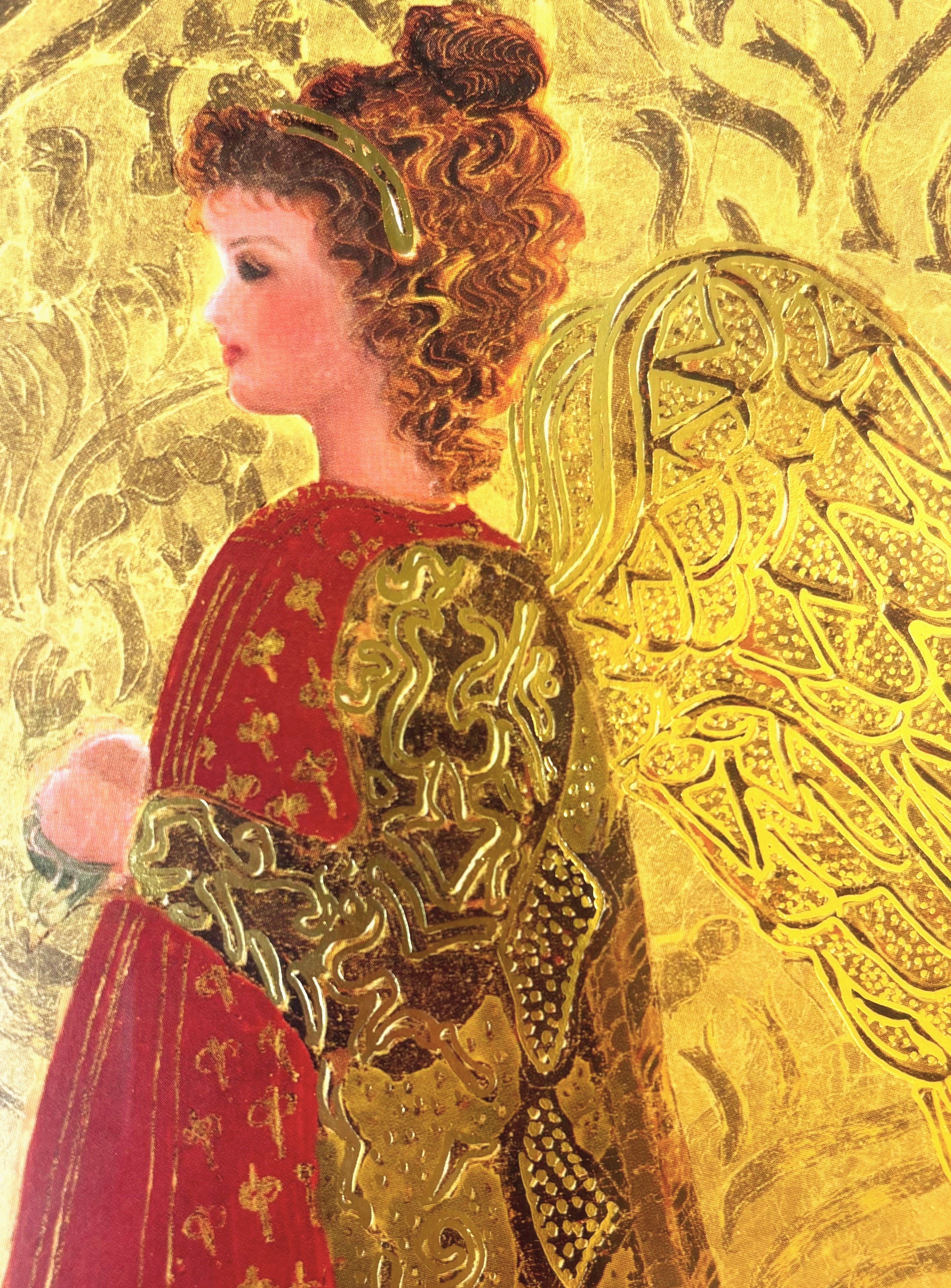 VINTAGE 1995 GUARDIAN ANGEL WALL ART SET OF 4 – GOLD FRAMED EMBELLISHED PRINTS