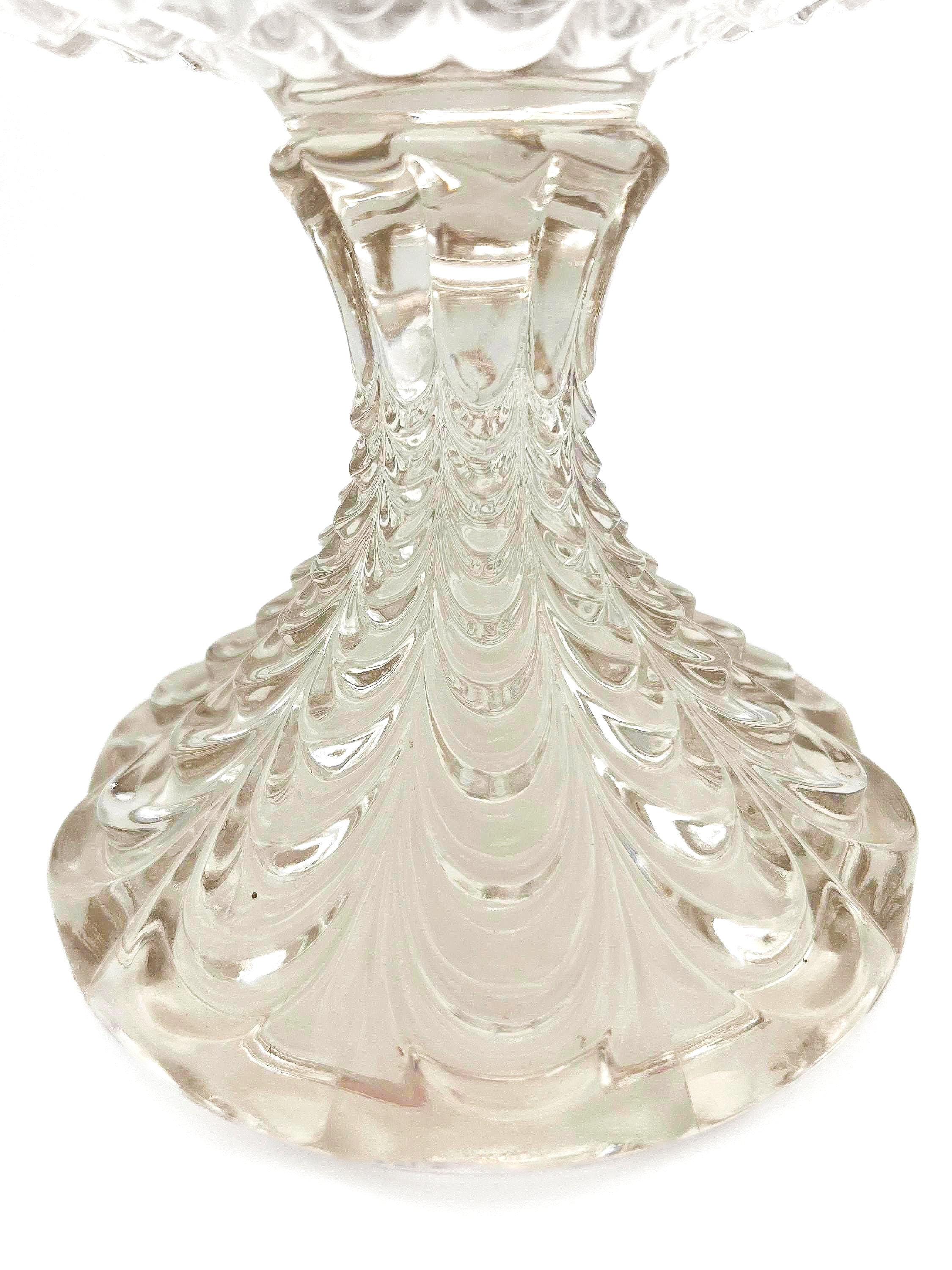 1904 antique Fostoria glass centerpiece bowl in the rare Peacock pattern (Number 1300).