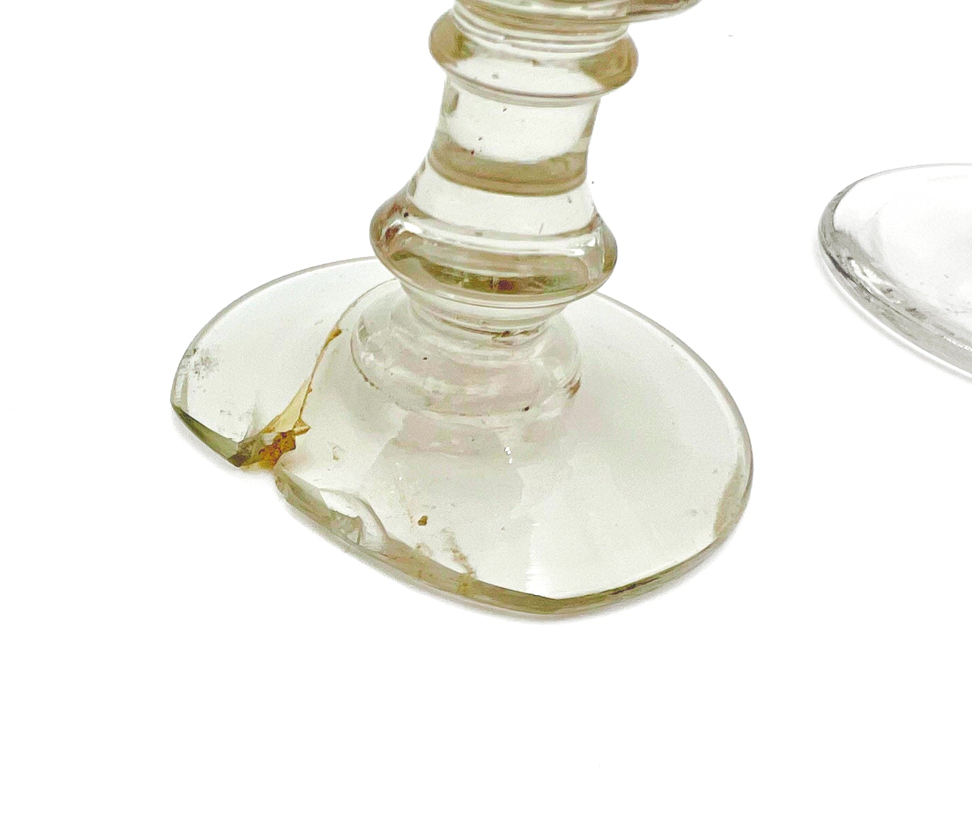 Rare 19th-century French antique blown glass stand featuring an internal white sulphide cameo medallion.