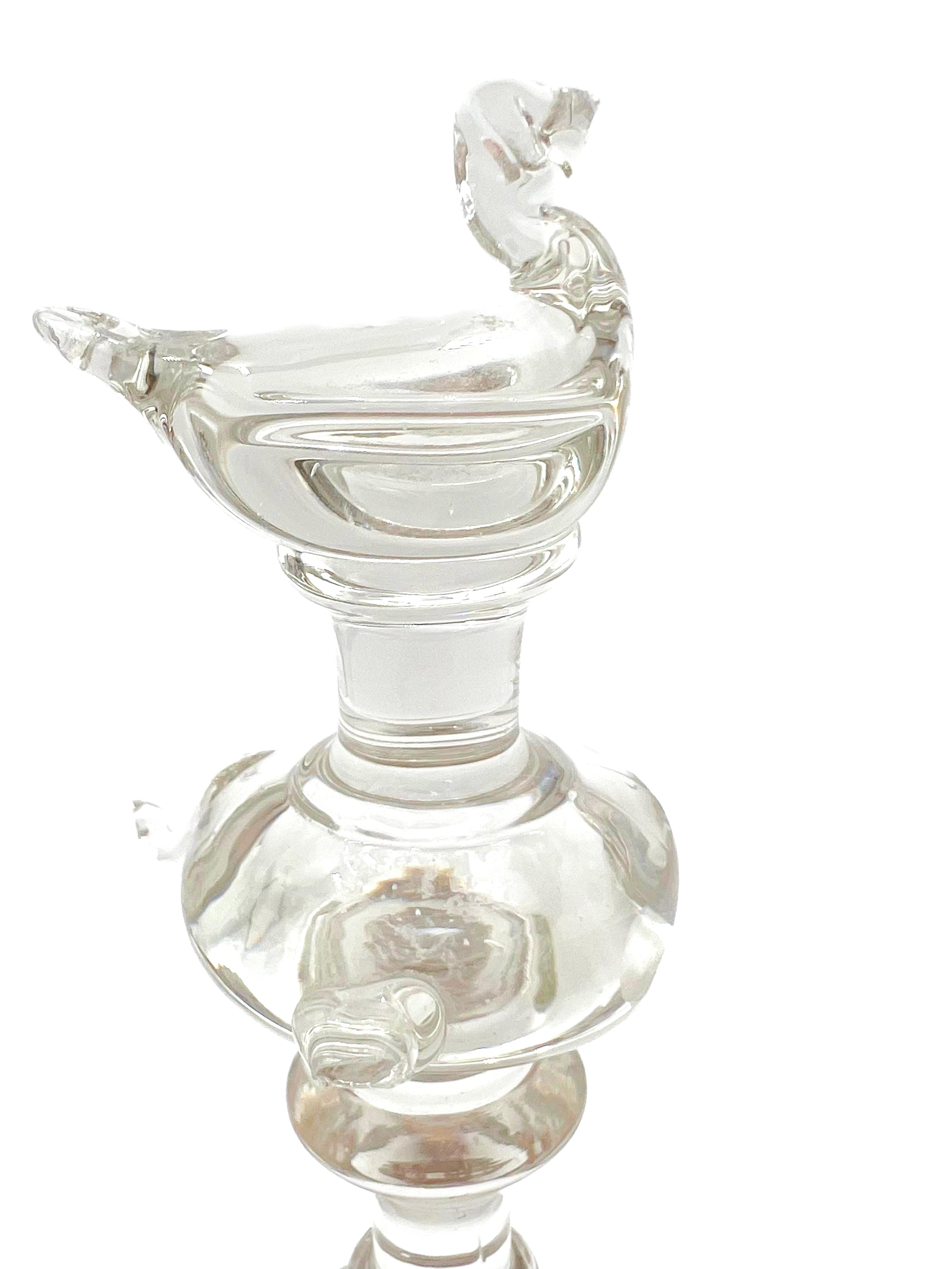 Rare 19th-century French antique blown glass stand featuring an internal white sulphide cameo medallion.