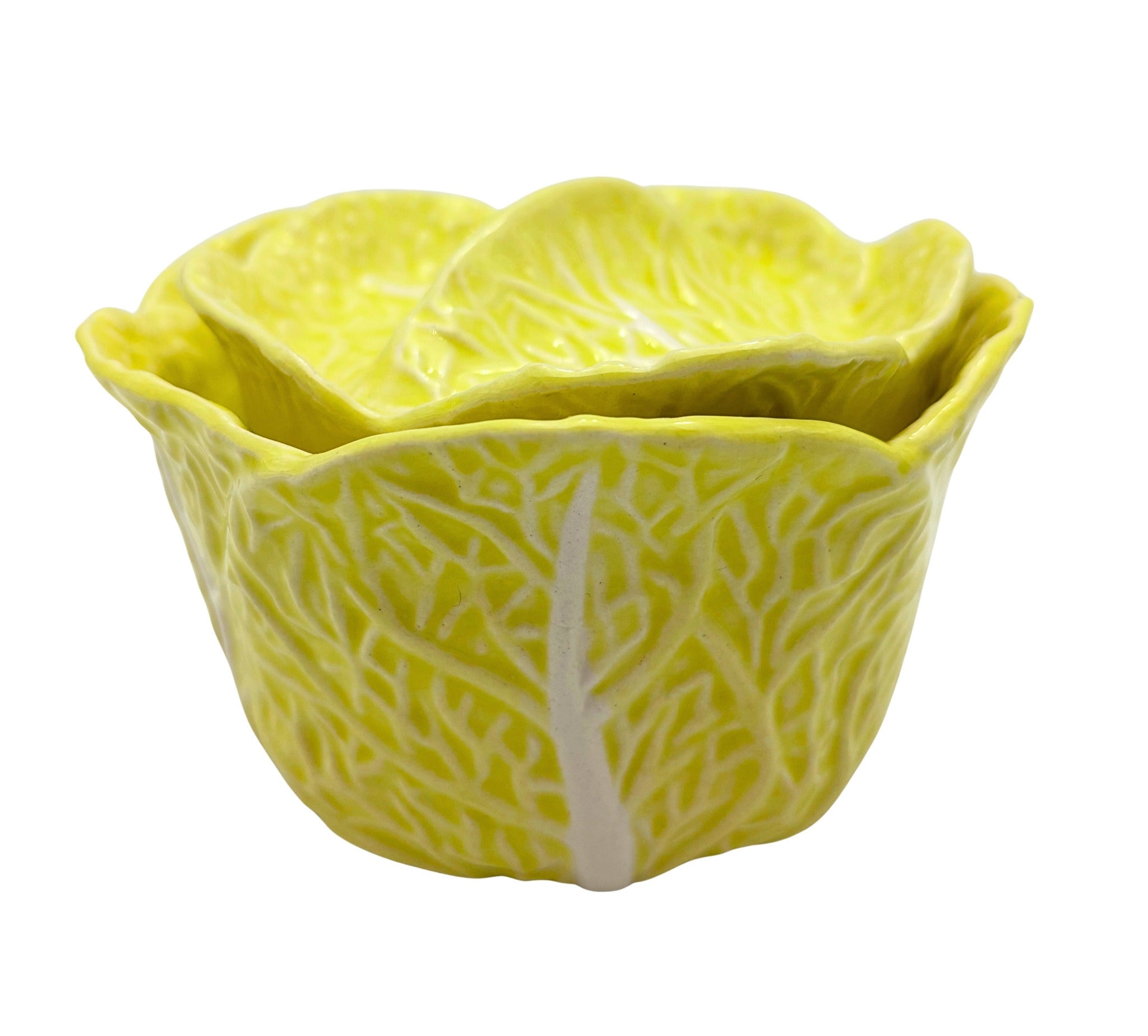 VINTAGE CHARTREUSE CABBAGE BOWLS SET OF 4 – LIDDED CERAMIC TUREENS