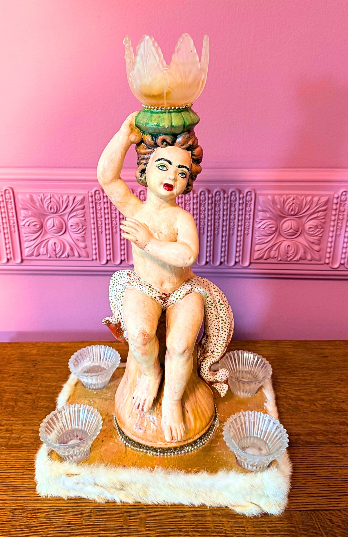 Dixie Friend Gay 1994 Original Sculpture Signed Texas Artist Mixed Media Figural Assemblage Candelabrum Houston Art