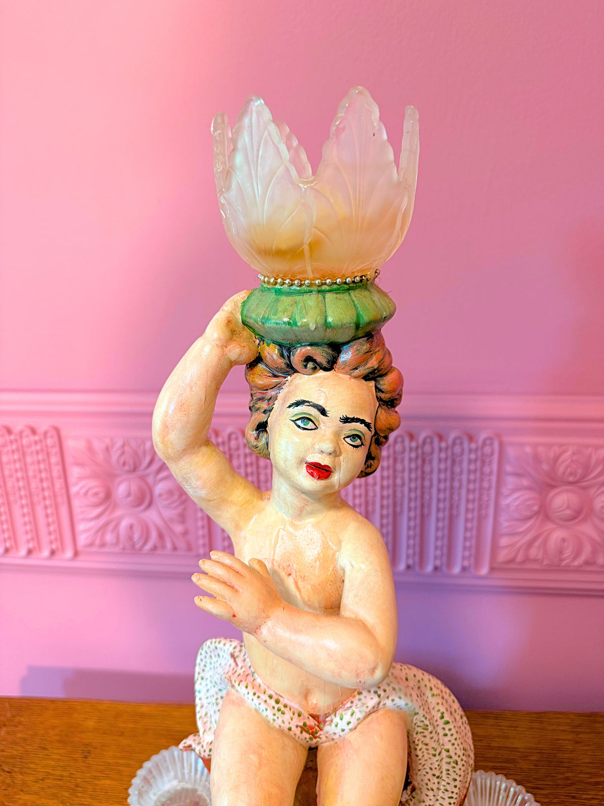 Dixie Friend Gay 1994 Original Sculpture Signed Texas Artist Mixed Media Figural Assemblage Candelabrum Houston Art