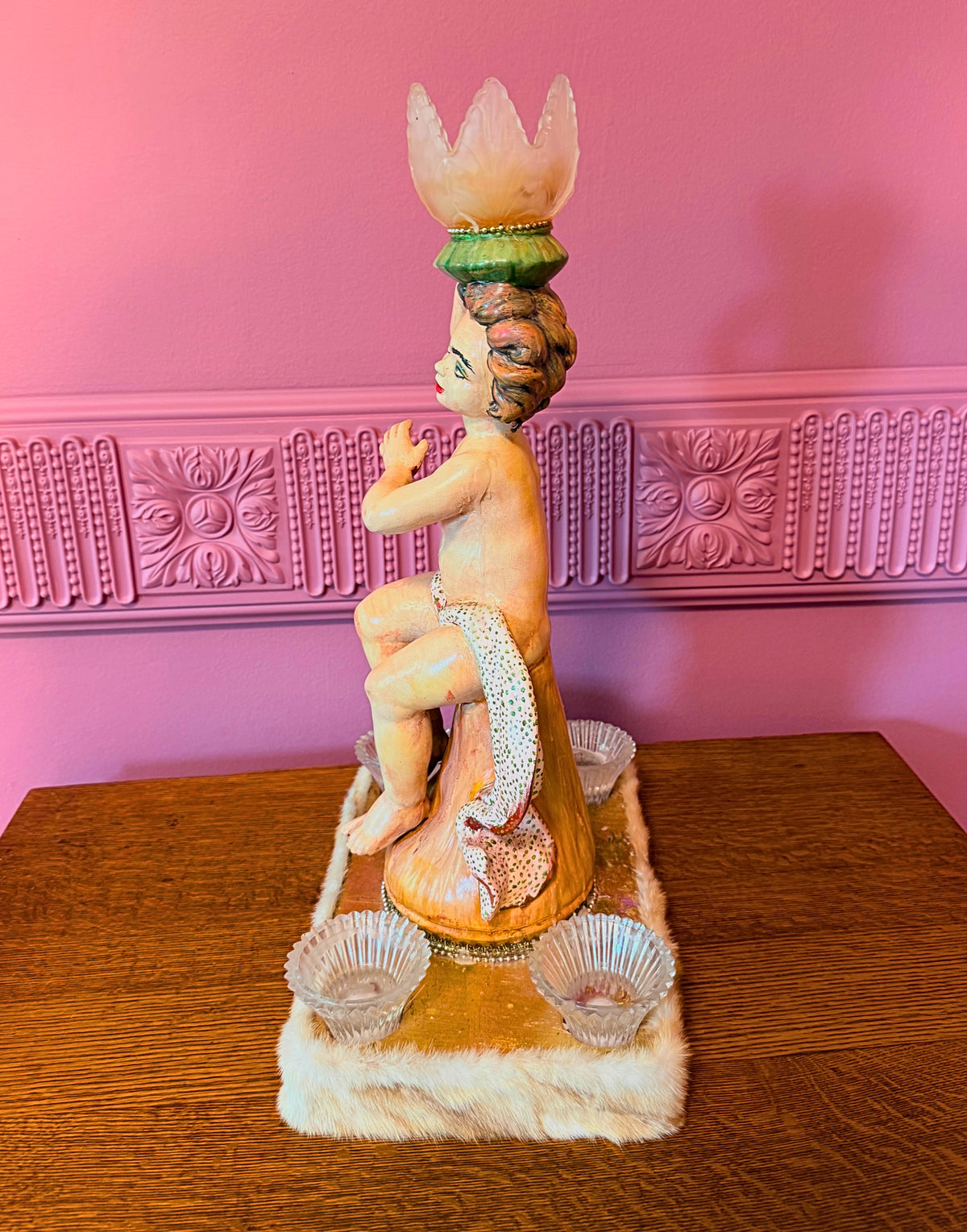 Dixie Friend Gay 1994 Original Sculpture Signed Texas Artist Mixed Media Figural Assemblage Candelabrum Houston Art