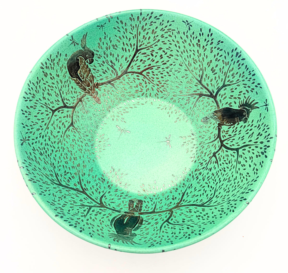 Vintage Emilia Castillo Plata Pura Turquoise Bird Bowl Mexico 1990