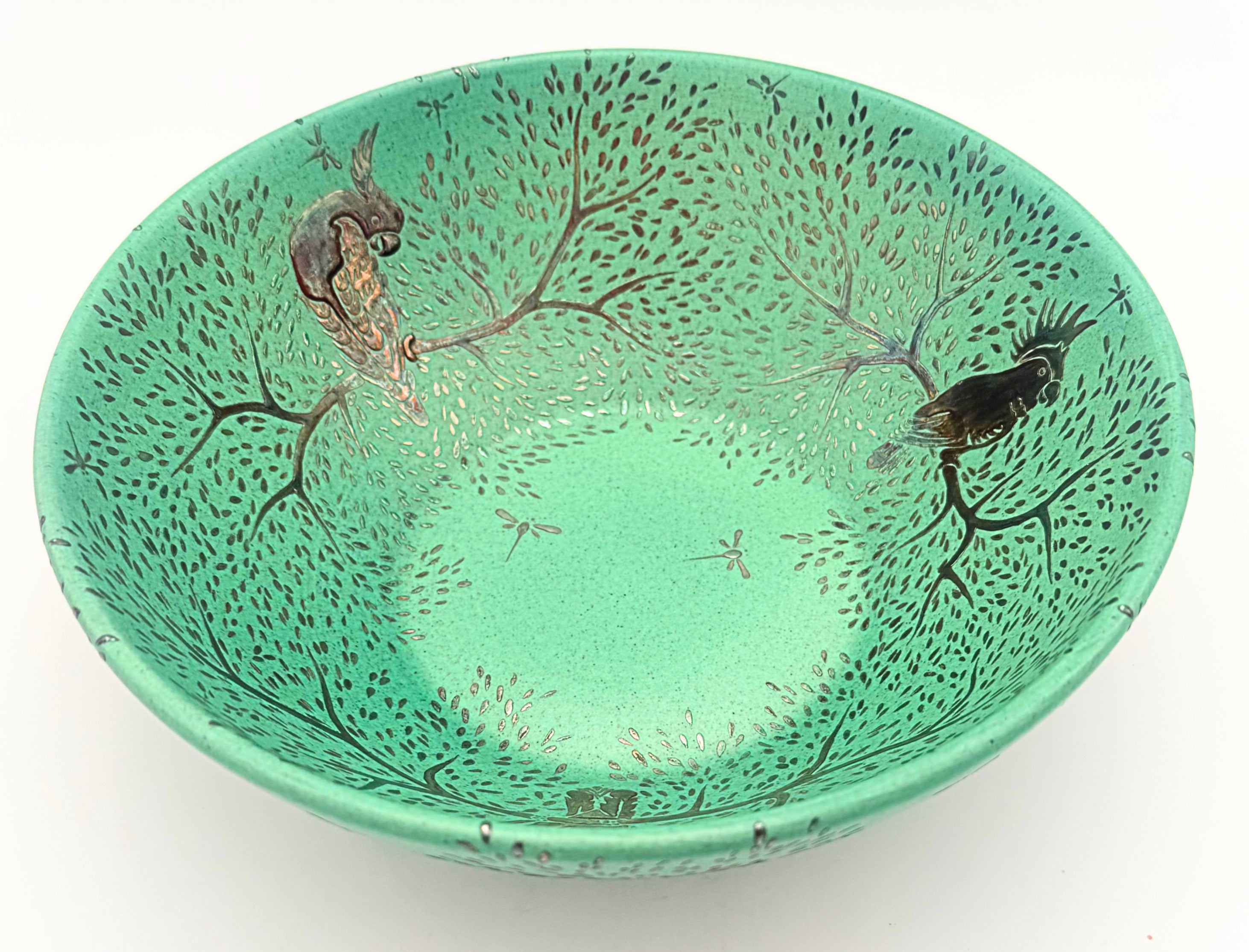 Vintage Emilia Castillo Plata Pura Turquoise Bird Bowl Mexico 1990