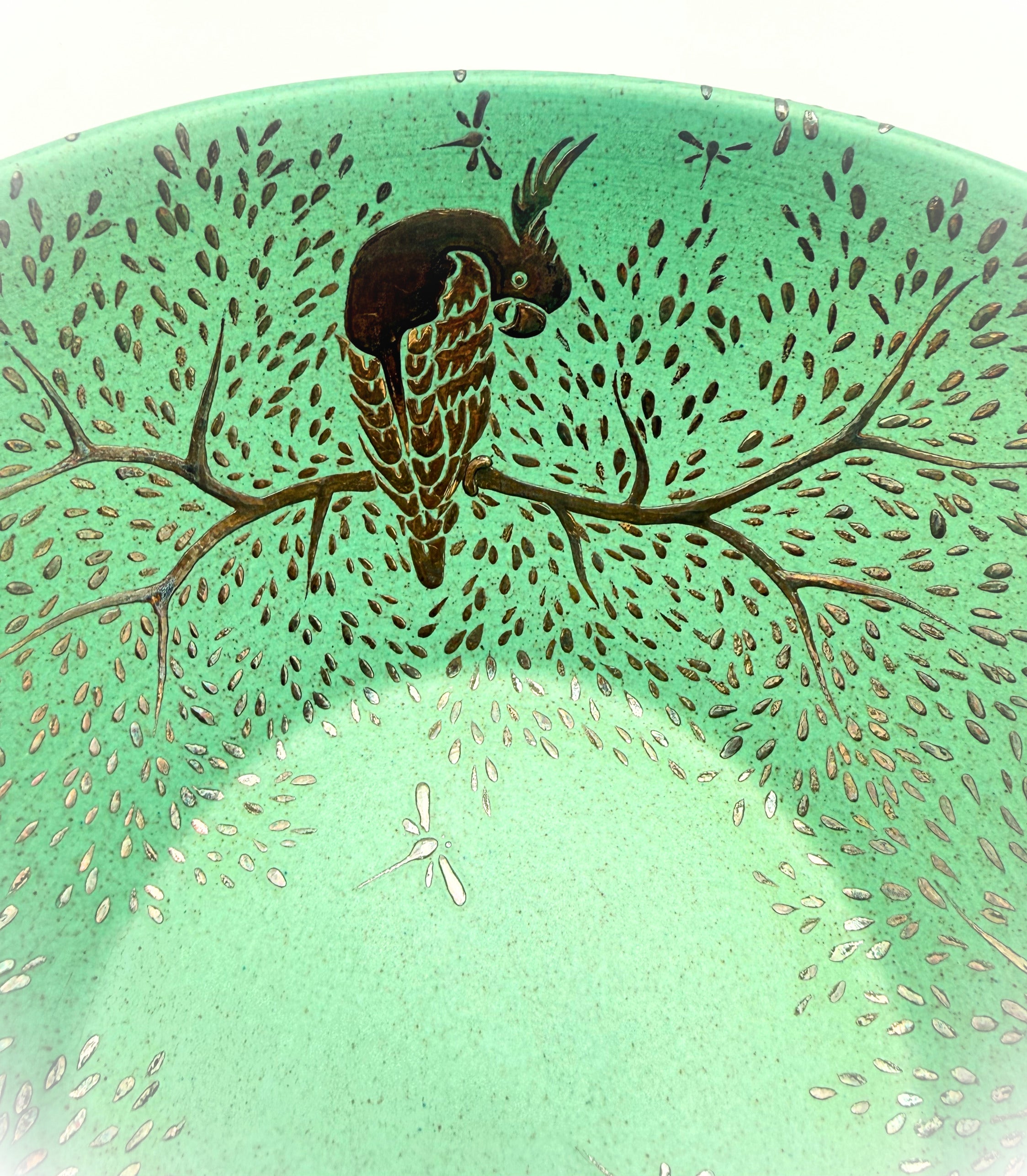 Vintage Emilia Castillo Plata Pura Turquoise Bird Bowl Mexico 1990