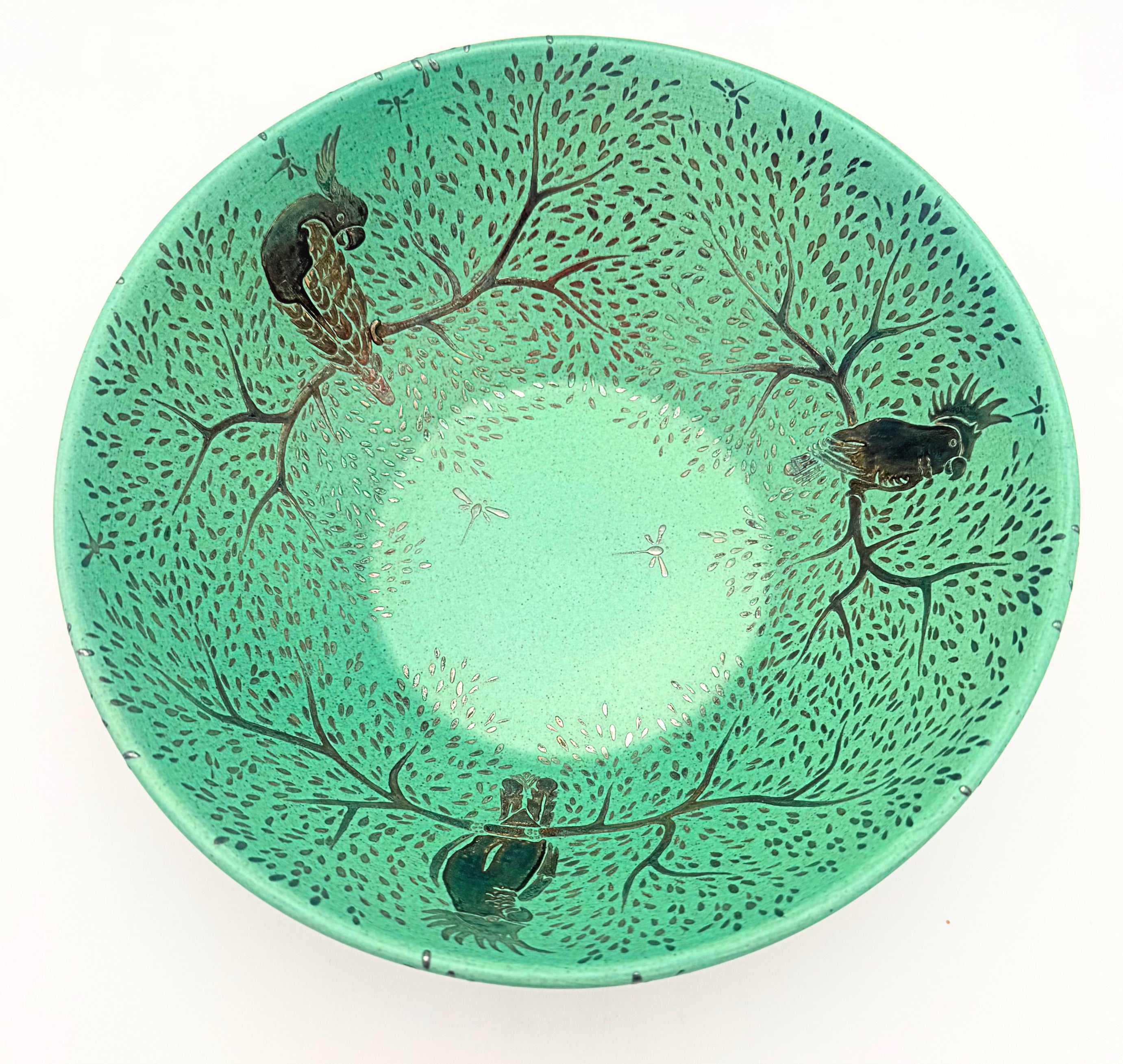 Vintage Emilia Castillo Plata Pura Turquoise Bird Bowl Mexico 1990