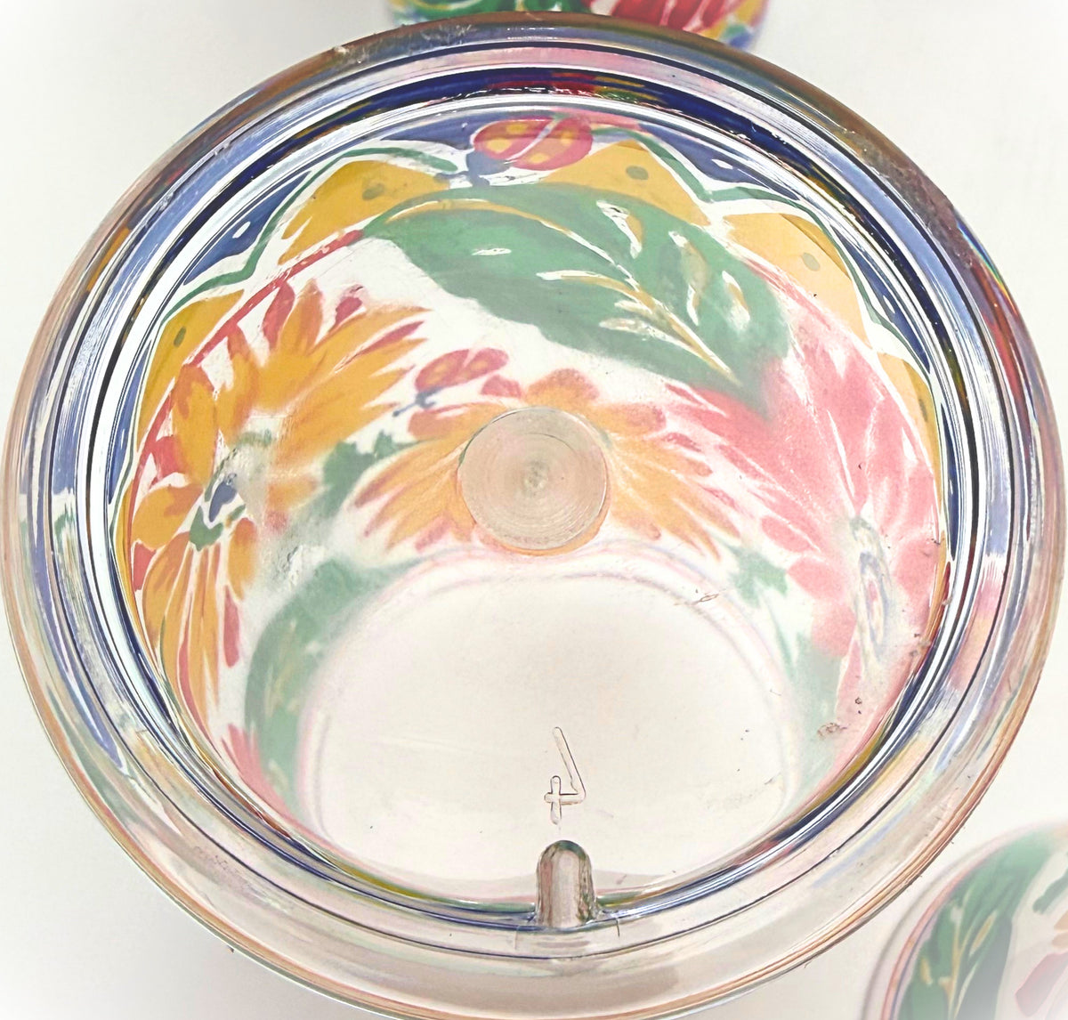Vintage 1990s Floral Ladybug Acrylic Pitcher & 7 Tumblers 8 Piece Set