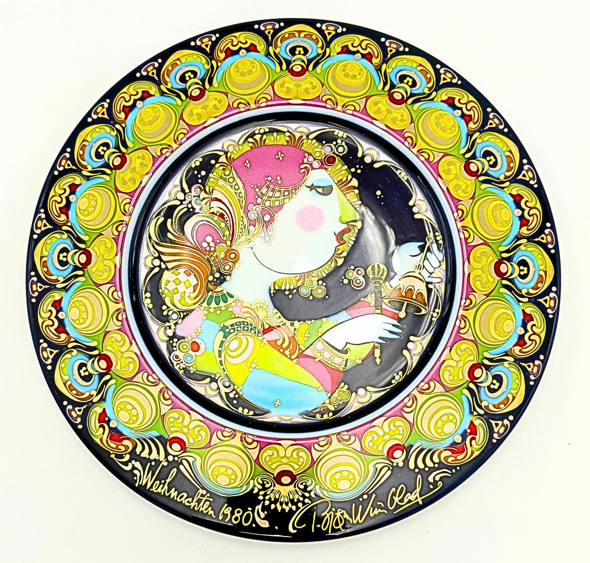 Bjørn Wiinblad for Rosenthal Studio-Line “Engel mit Glockenspiel” Christmas Art Plate, 1980