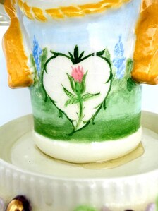 VINTAGE HAND-PAINTED STUDIO CERAMIC PEDESTAL CAKE STAND | ROCOCO REVIVAL CENTERPIECE