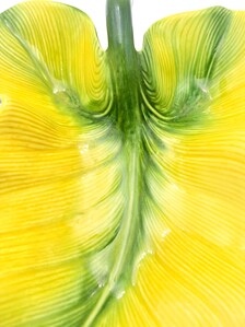 VINTAGE 1957 HULL POTTERY JUBILEE #405 YELLOW & GREEN TROPICAL LEAF DISH
