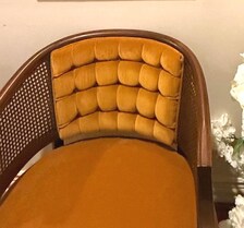VINTAGE HOLLYWOOD REGENCY GOLD TUFTED CANE BACK ACCENT CHAIR | THE ACCENT LINE