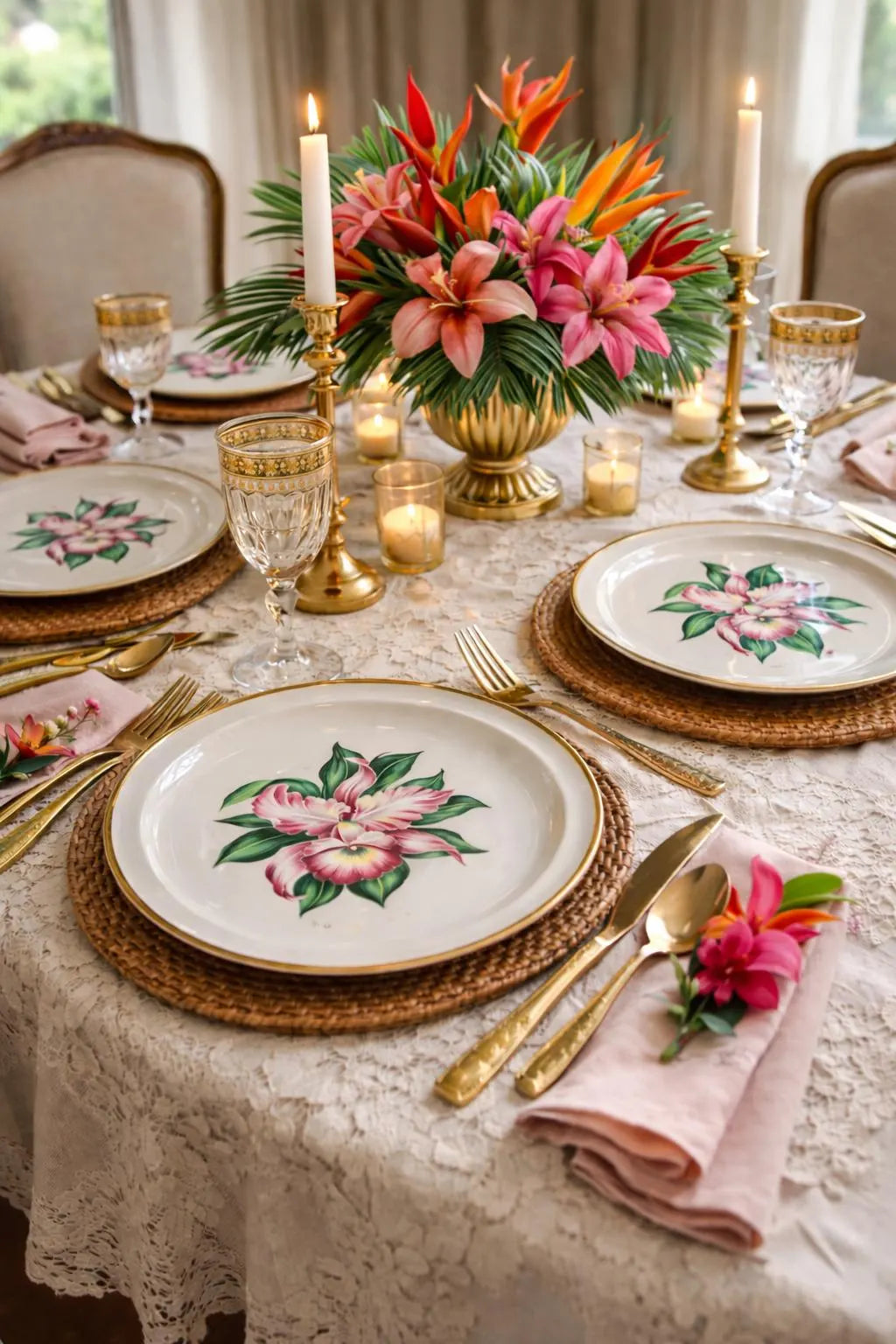 VINTAGE PADEN CITY POTTERY MODERN ORCHID DINNER PLATE • 22K GOLD RIM • PRICE PER PLATE • 9.5 INCH