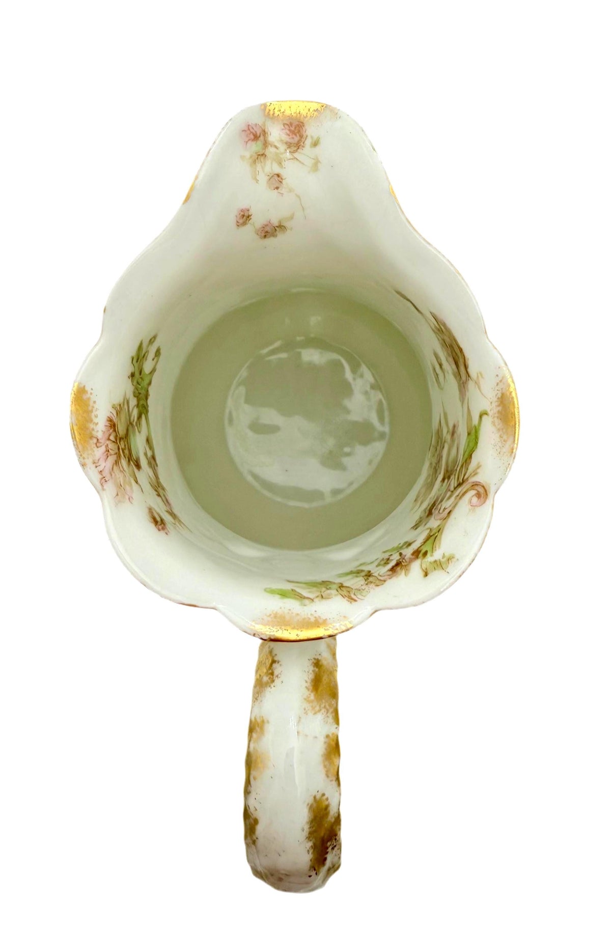 Vintage Floral Porcelain Pitcher, Gold Trimmed Creamer, Antique Milk Jug