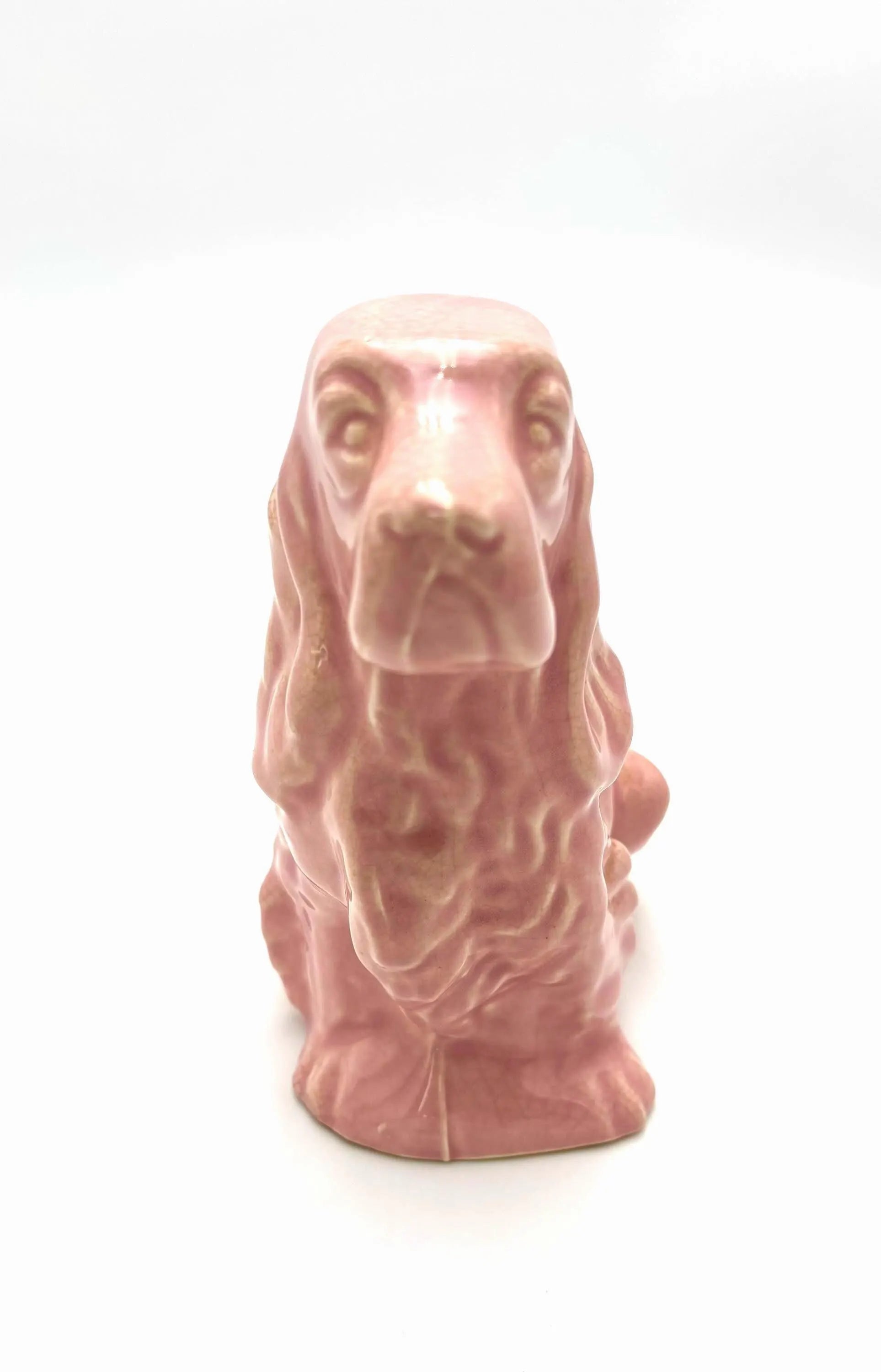 VINTAGE PINK COCKER SPANIEL PLANTER, BLUSH CERAMIC DOG PLANTER, MID CENTURY DOG FIGURINE, HOLLYWOOD REGENCY DECOR, DOG LOVER GIFT