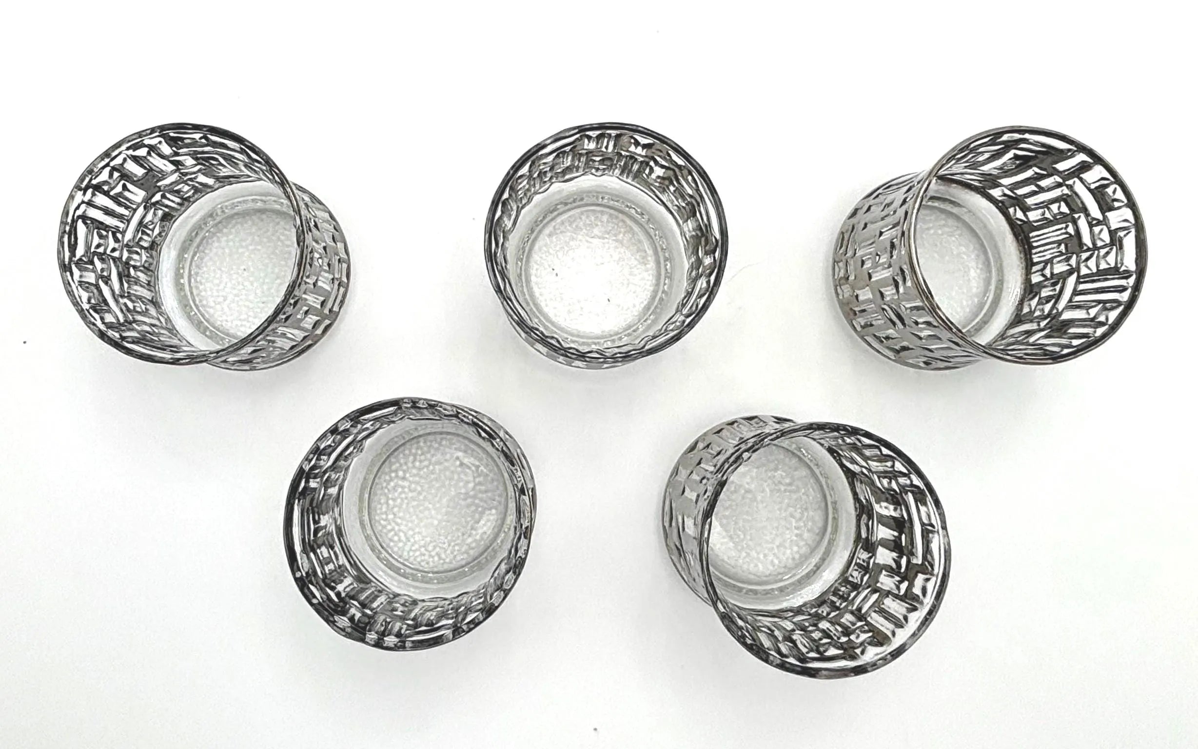 VINTAGE LIBBEY ARCTIC STYLE LOWBALL GLASSES SET OF 5 HEAVY ICE BLOCK WHISKEY GLASSES HOLLYWOOD REGENCY BARWARE