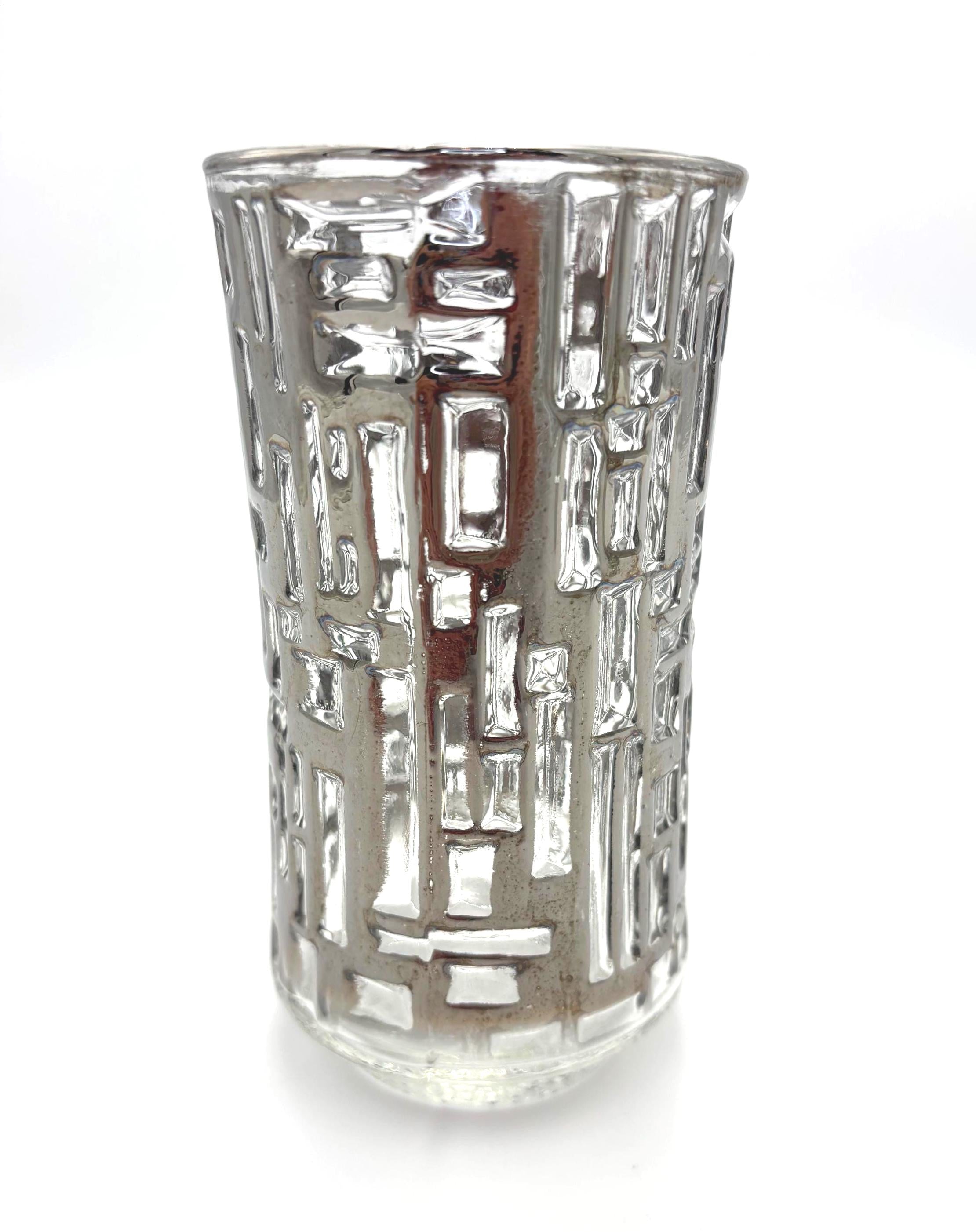 VINTAGE LIBBEY ARCTIC STYLE HIGHBALL GLASSES SET OF 2 HEAVY TEXTURED ICE BLOCK TALL COCKTAIL GLASSES HOLLYWOOD REGENCY BARWARE