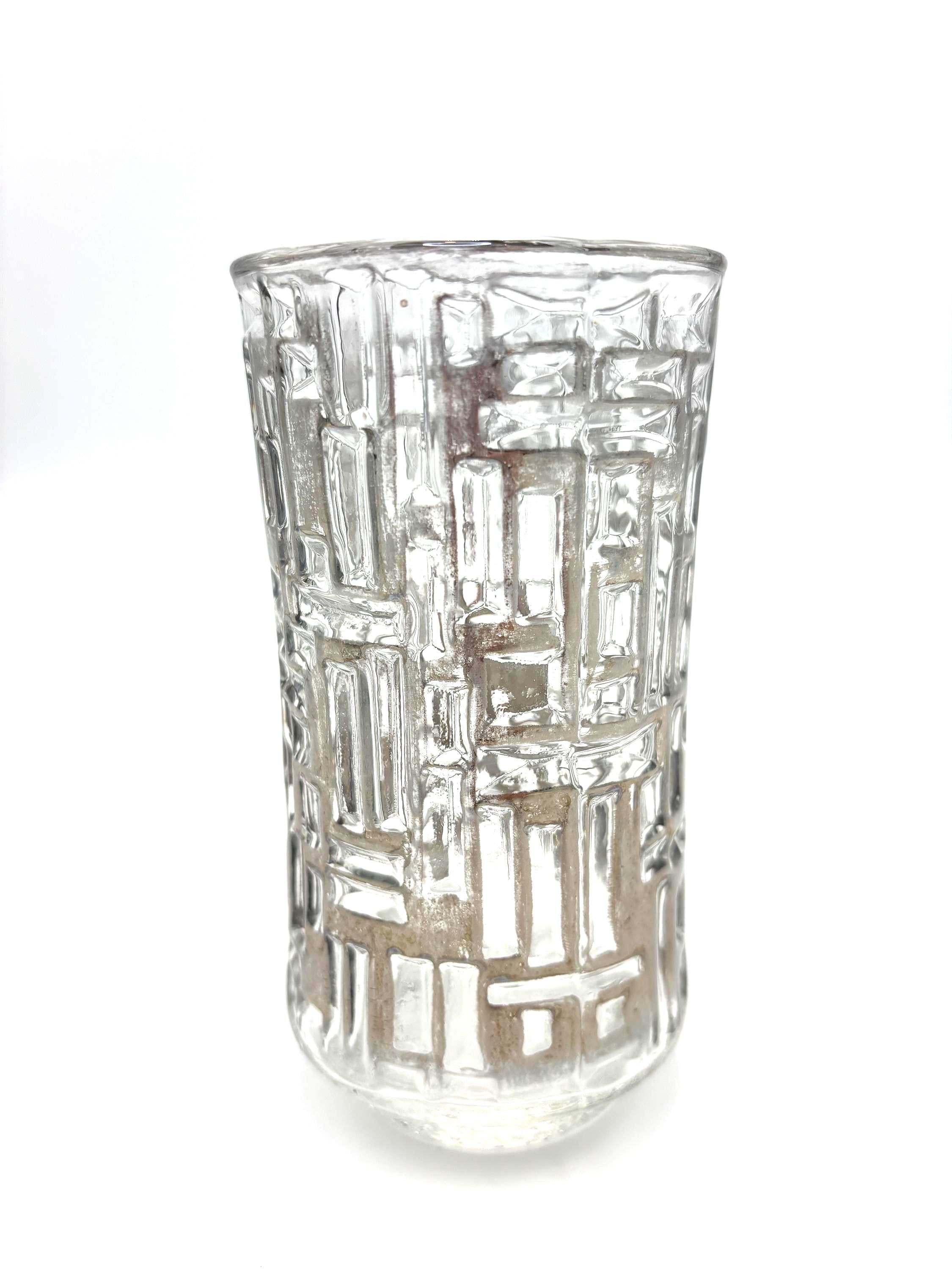 VINTAGE LIBBEY ARCTIC STYLE HIGHBALL GLASSES SET OF 2 HEAVY TEXTURED ICE BLOCK TALL COCKTAIL GLASSES HOLLYWOOD REGENCY BARWARE