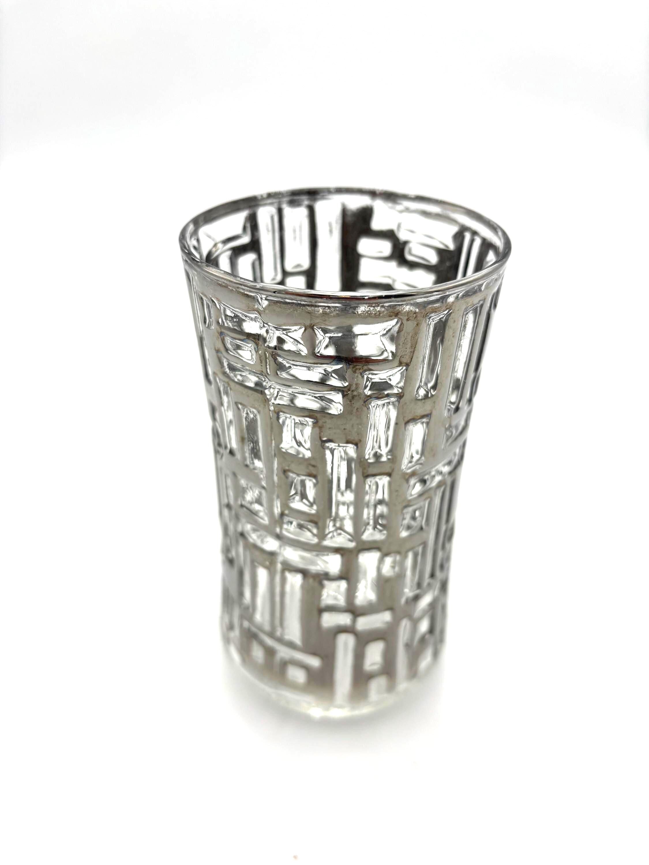 VINTAGE LIBBEY ARCTIC STYLE HIGHBALL GLASSES SET OF 2 HEAVY TEXTURED ICE BLOCK TALL COCKTAIL GLASSES HOLLYWOOD REGENCY BARWARE
