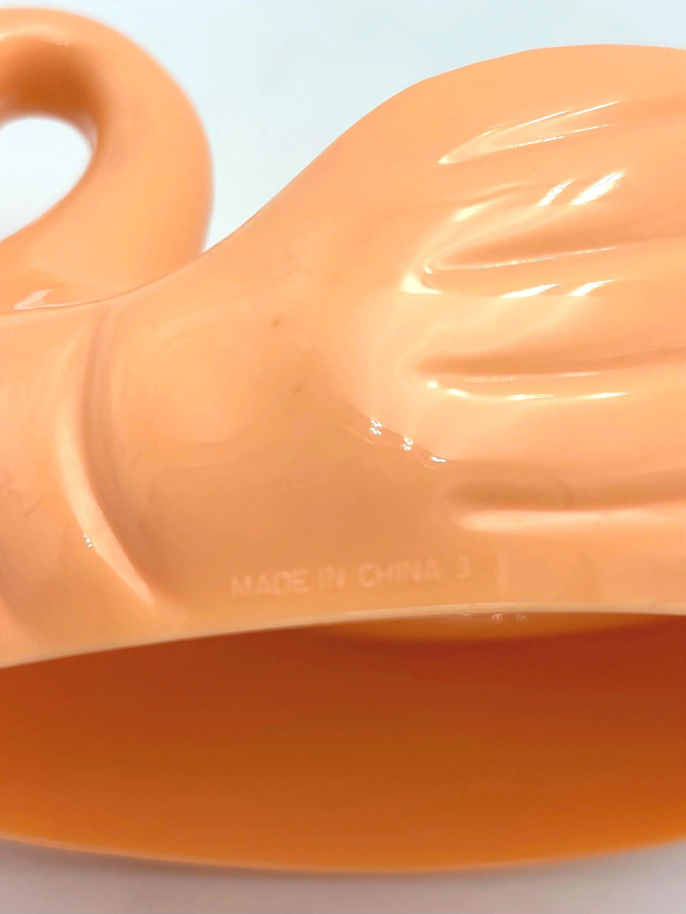 PEACH SWAN TRINKET DISH | CORAL ORANGE ACRYLIC VANITY JEWELRY HOLDER