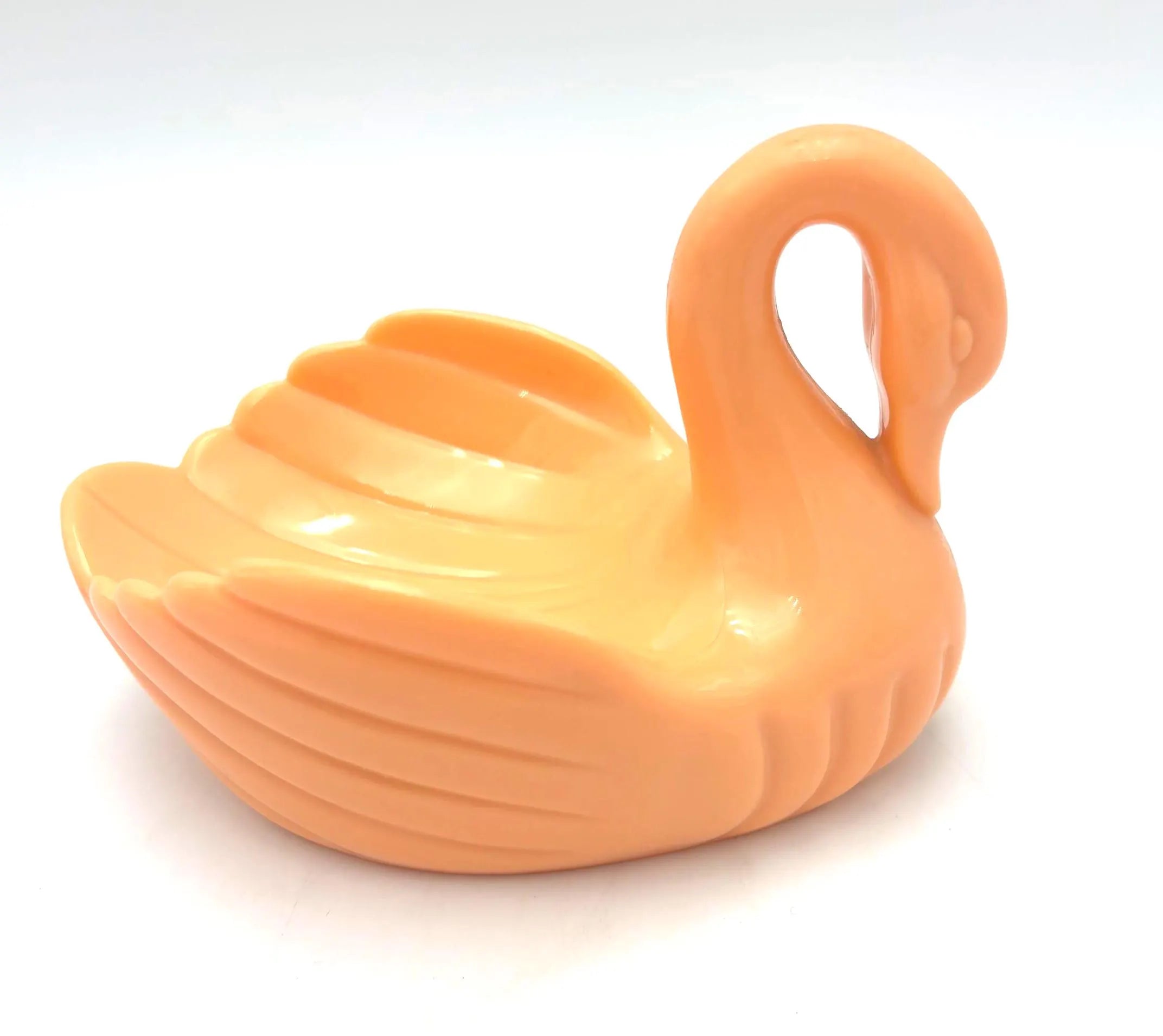 PEACH SWAN TRINKET DISH | CORAL ORANGE ACRYLIC VANITY JEWELRY HOLDER