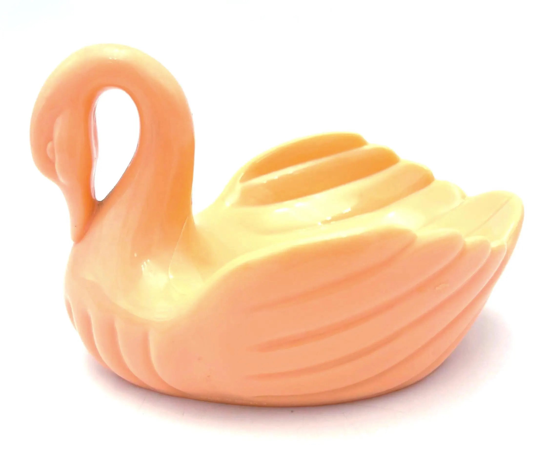 PEACH SWAN TRINKET DISH | CORAL ORANGE ACRYLIC VANITY JEWELRY HOLDER