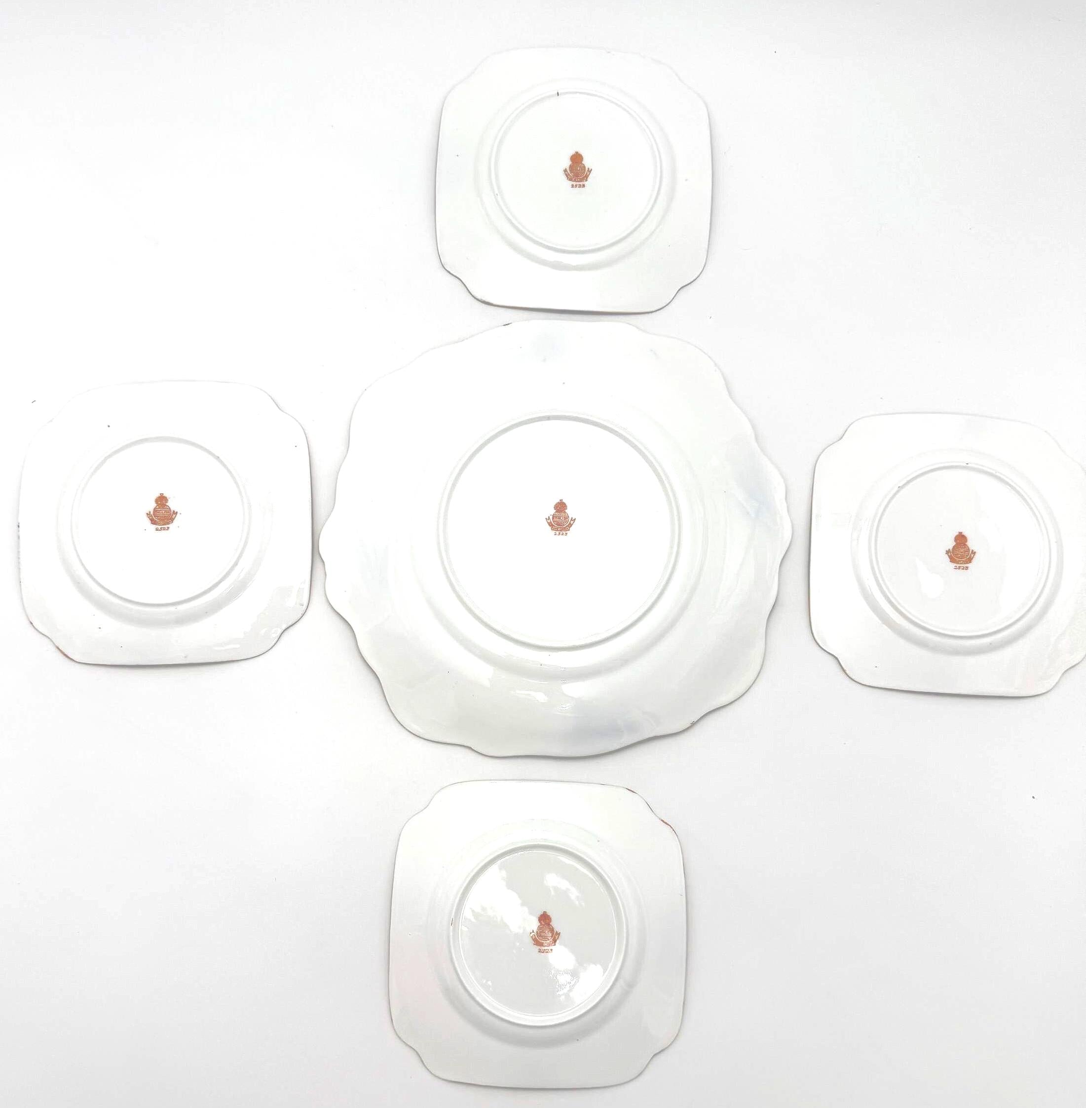 ANTIQUE JOHN MADDOCK & SONS ENGLISH IRONSTONE DESSERT SERVING SET | IMARI FLORAL PATTERN 2523 | CIRCA 1906–1925