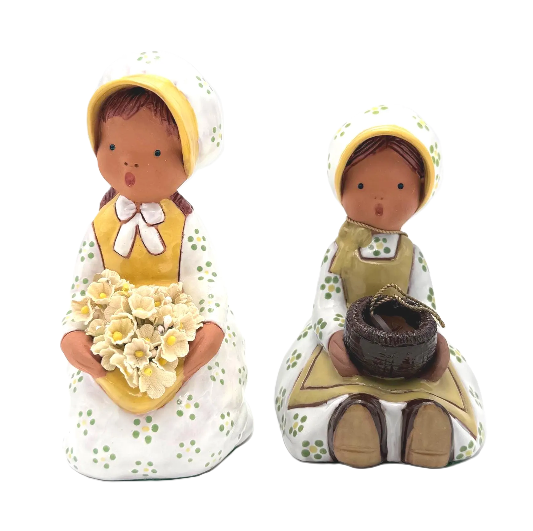 VINTAGE JUAN FERRÁNDIZ HANDMADE SPANISH CERAMIC FIGURINE PAIR – LEVANTE – MADE IN SPAIN