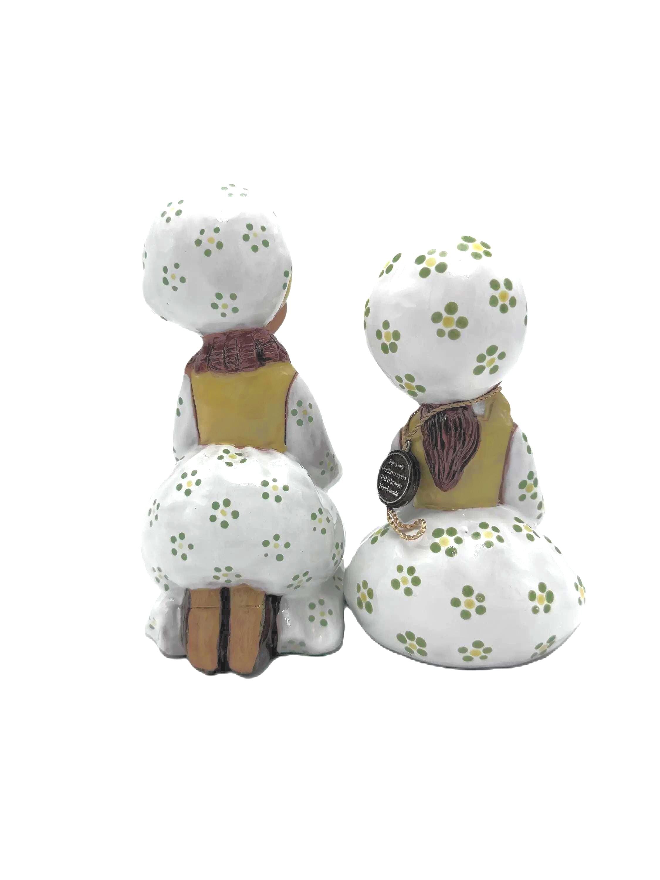 VINTAGE JUAN FERRÁNDIZ HANDMADE SPANISH CERAMIC FIGURINE PAIR – LEVANTE – MADE IN SPAIN