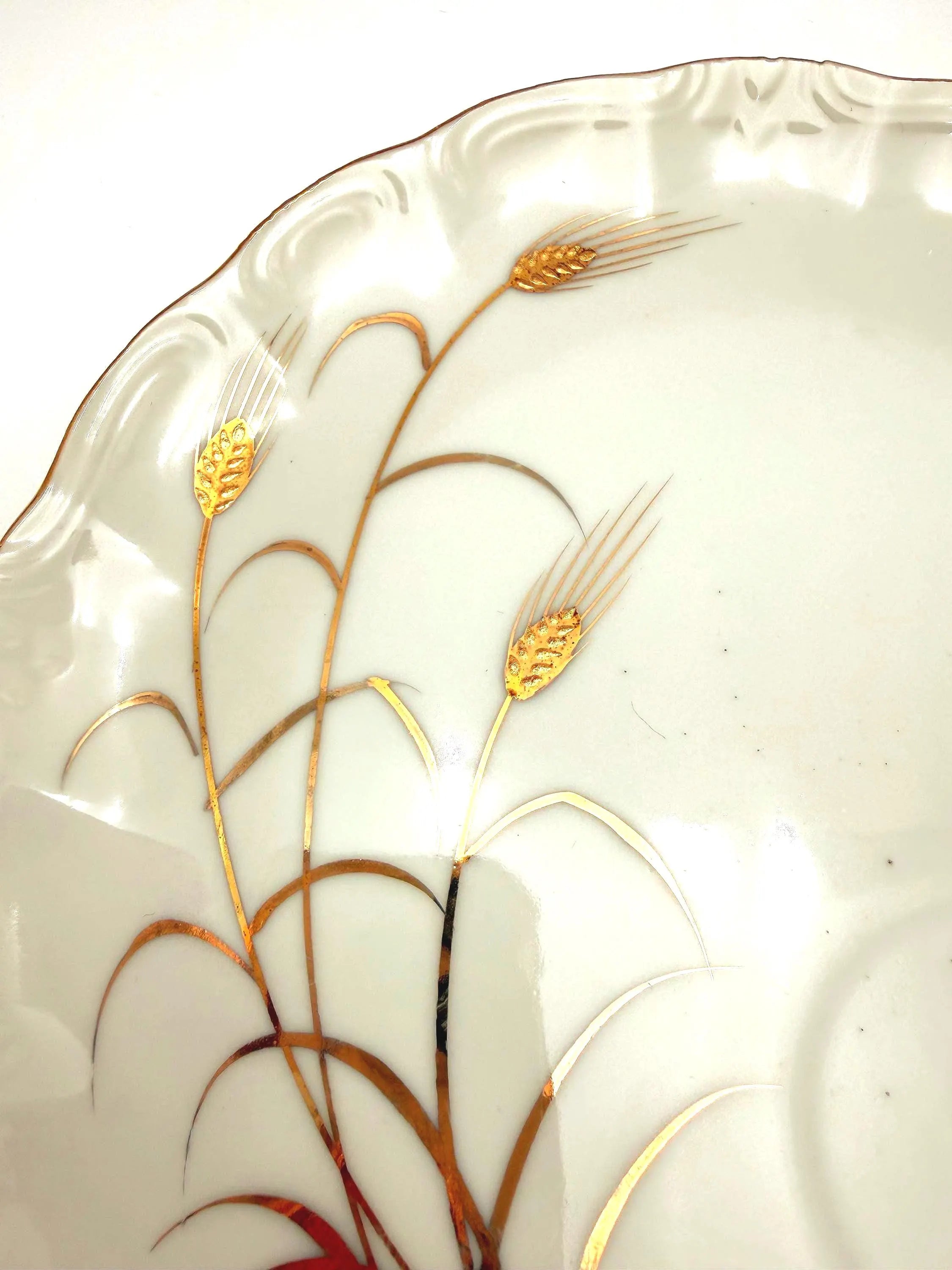 VINTAGE LIPPER & MANN GOLDEN WHEAT LUNCHEON PLATES, SET OF 4, HAND PAINTED JAPANESE FINE CHINA
