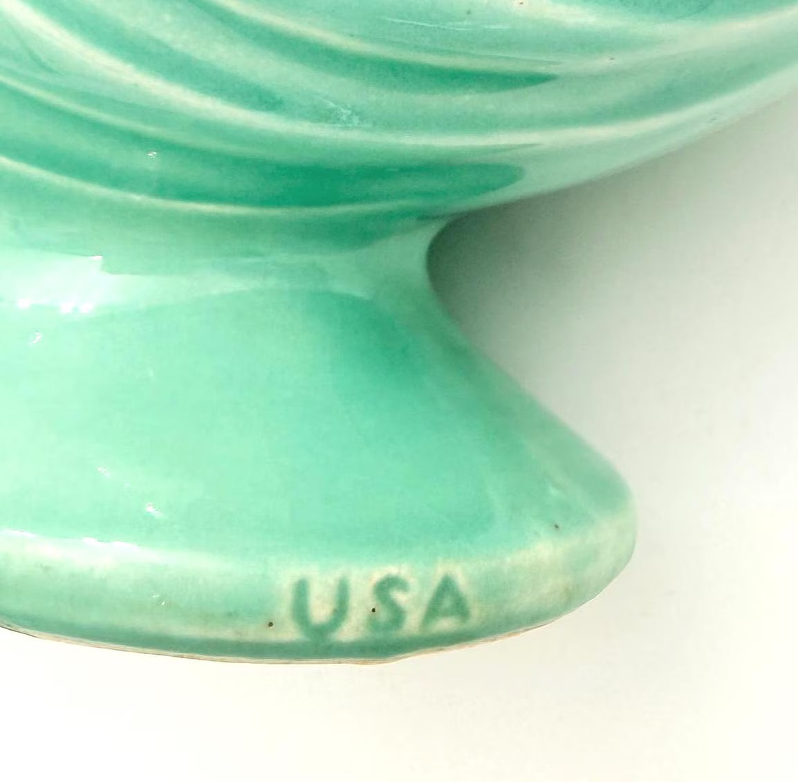 VINTAGE MID-CENTURY USA ART POTTERY HYACINTH BULB PLANTER | SEAFOAM AQUA CERAMIC PEDESTAL VASE | ROYAL HAEGER STYLE