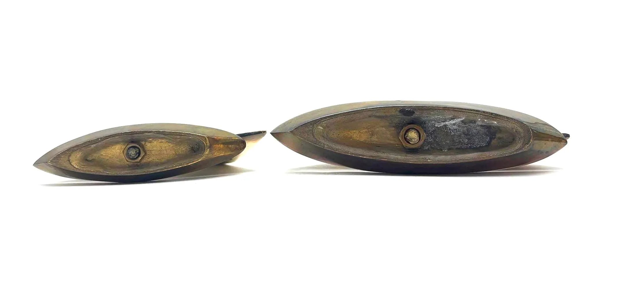 VINTAGE SOLID BRASS SAILBOAT SCULPTURES – COLLECTION OF FOUR MODERNIST YACHTS