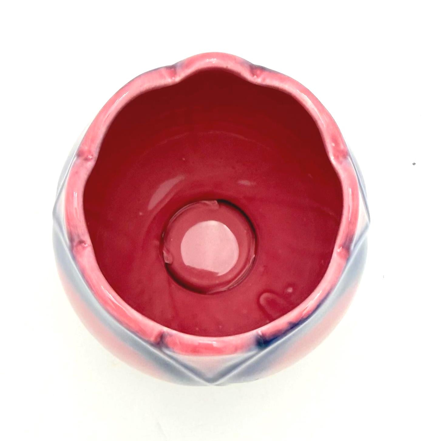 VINTAGE HULL POTTERY TULIP VASE | PINK & COBALT BLUE GLAZE | MID-CENTURY AMERICAN ART POTTERY | CIRCA 1950s–1960s