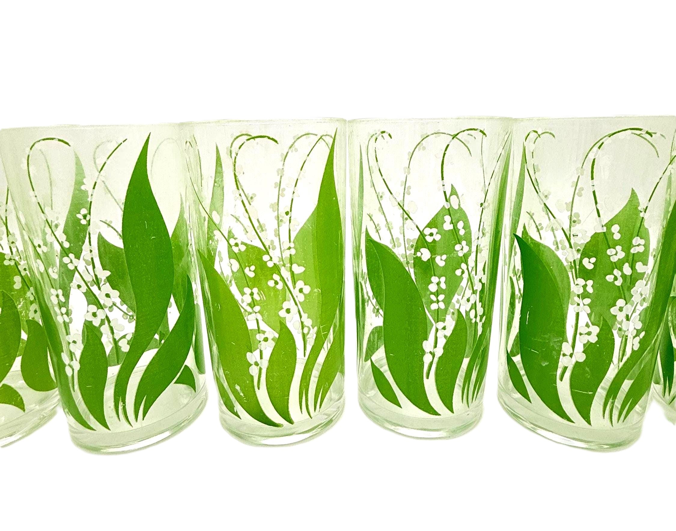 VINTAGE H.J. STOTTER LILY OF THE VALLEY ACRYLIC TUMBLERS | SET OF 6 | MID-CENTURY FLORAL PATIO DRINKWARE
