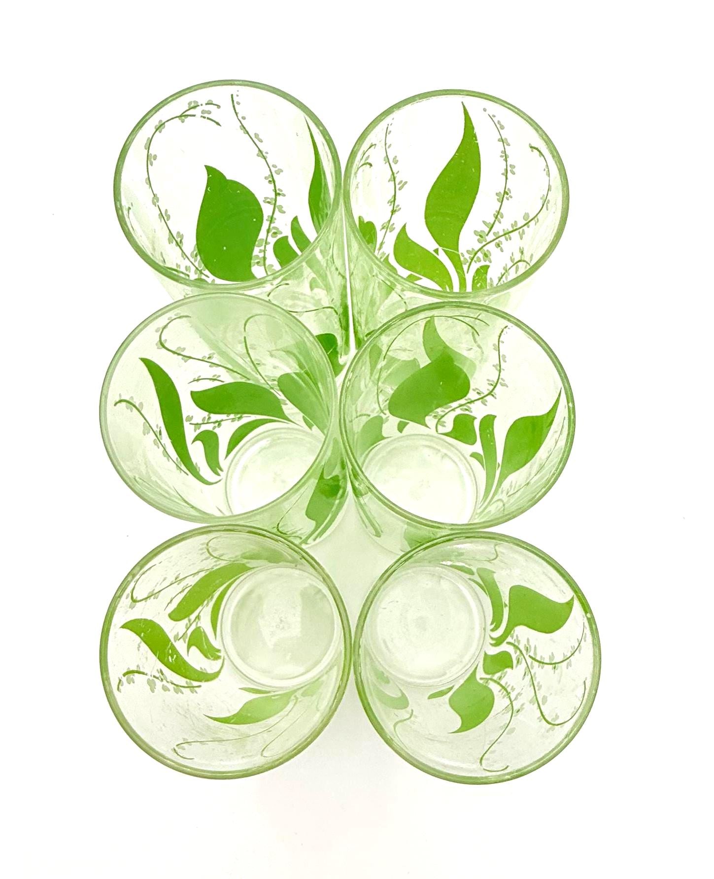 VINTAGE H.J. STOTTER LILY OF THE VALLEY ACRYLIC TUMBLERS | SET OF 6 | MID-CENTURY FLORAL PATIO DRINKWARE