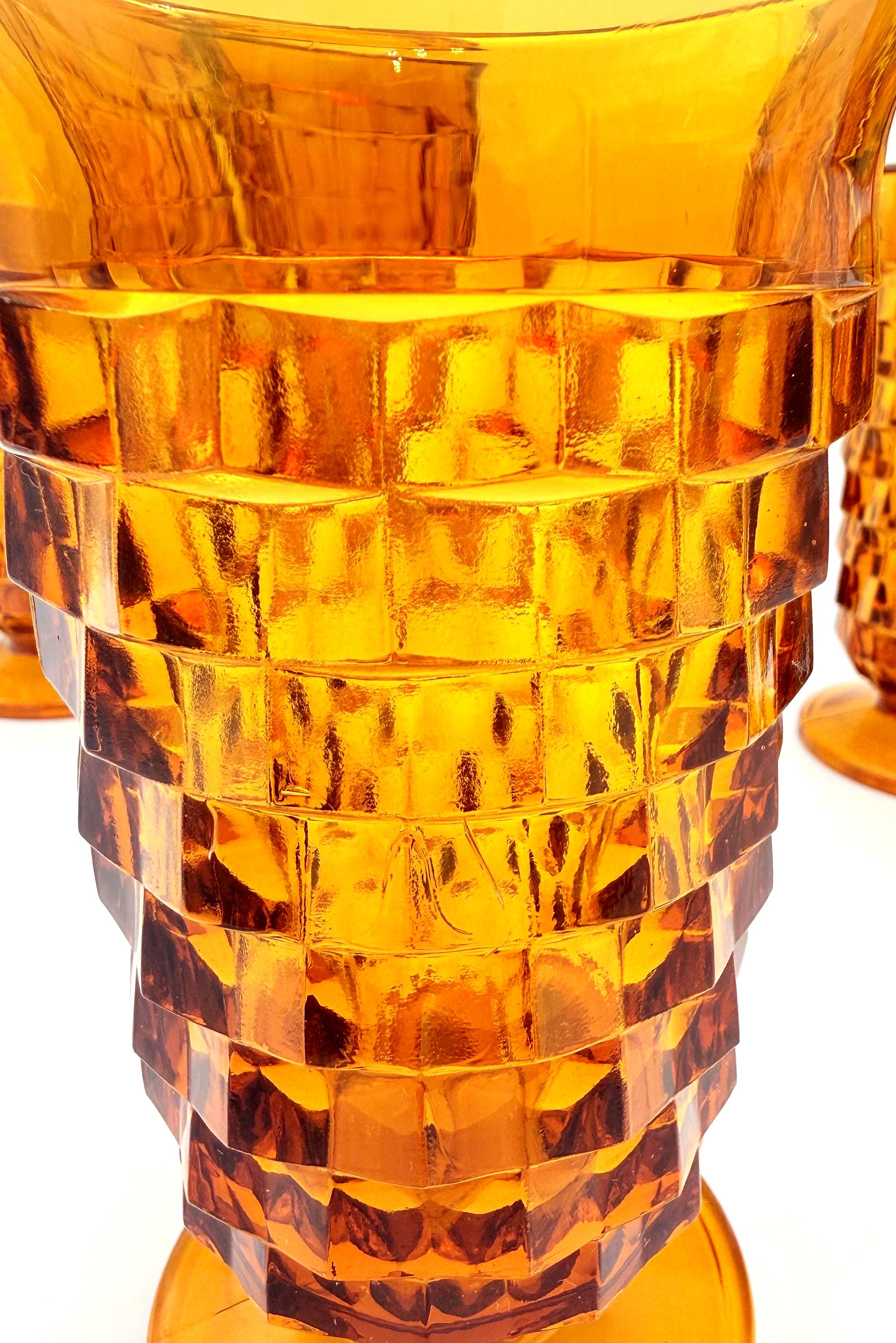 VINTAGE COLONY WHITEHALL AMBER ICED TEA GOBLETS | SET OF 6