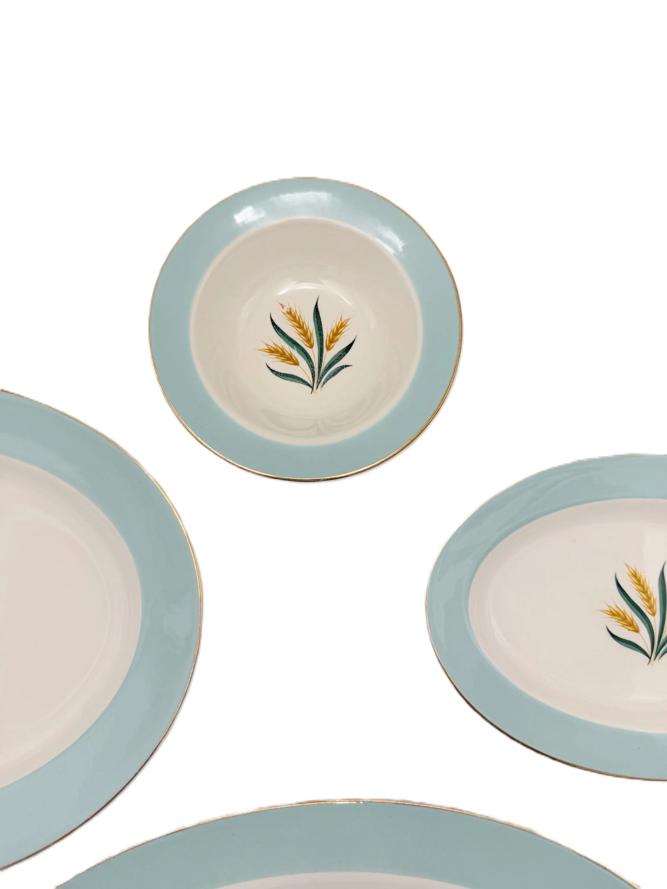 VINTAGE INTERNATIONAL D.S. CO. VIKING AQUA WHEAT FIVE-PIECE SERVING SET
