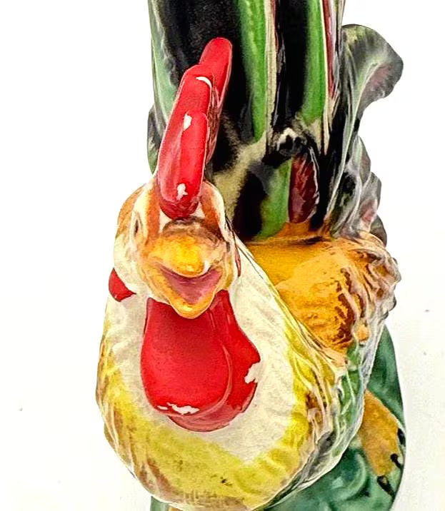 VINTAGE MID-CENTURY JAPANESE CERAMIC ROOSTER FIGURINES – PAIR