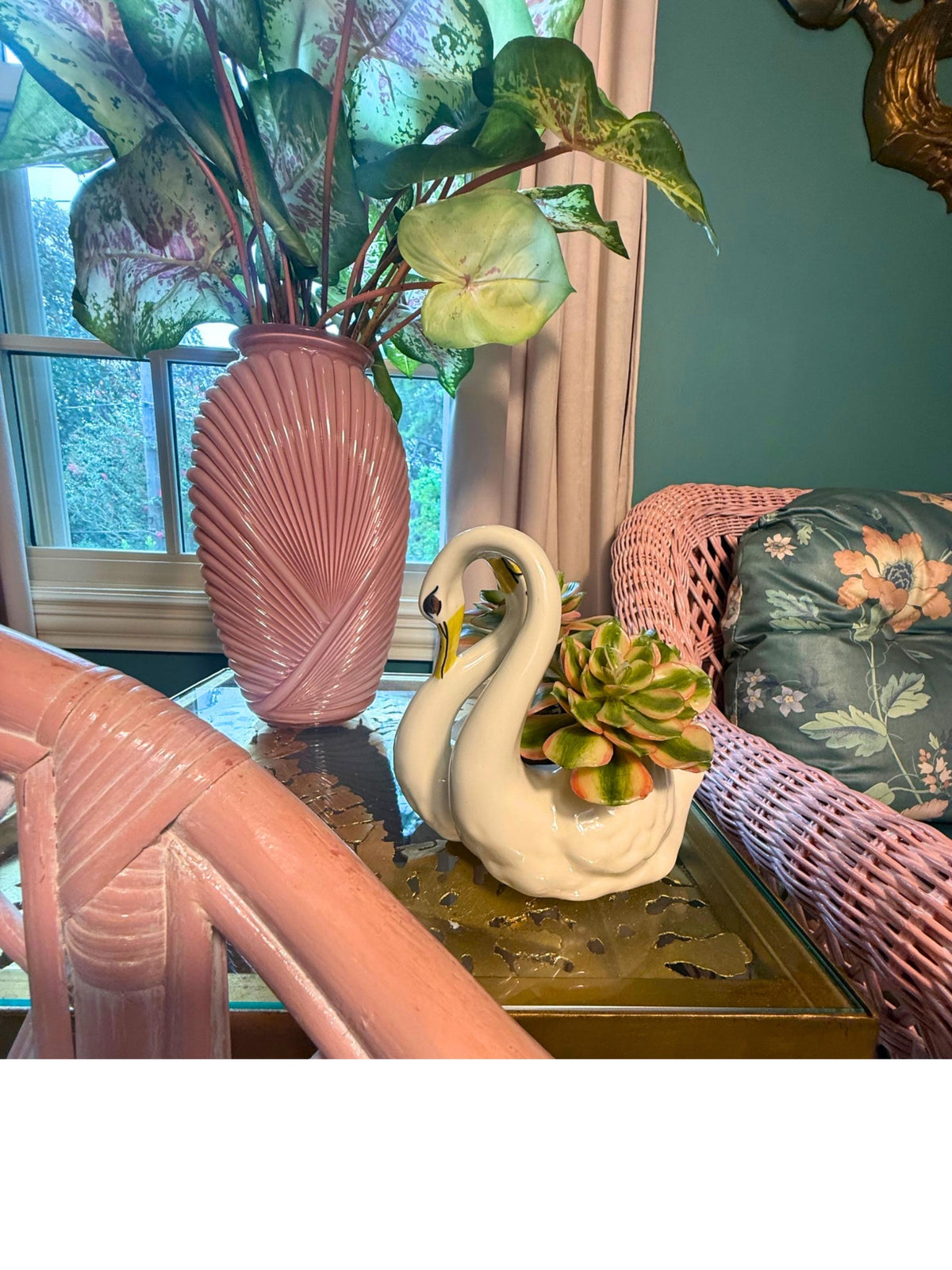 Vintage Camark Pottery Swan Planter #521, Ivory Double Swan Ceramic Planter, Mid Century Arkansas Art Pottery