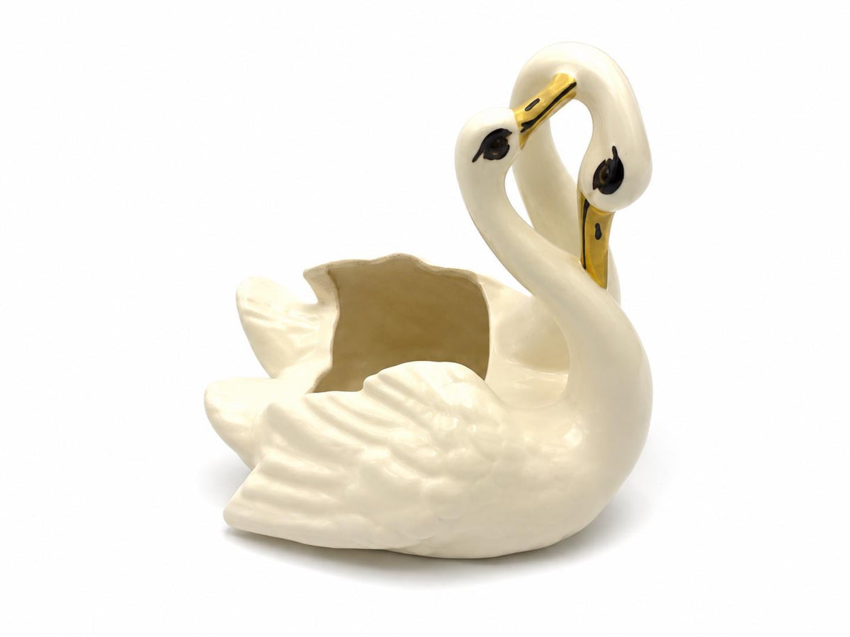 Vintage Camark Pottery Swan Planter #521, Ivory Double Swan Ceramic Planter, Mid Century Arkansas Art Pottery