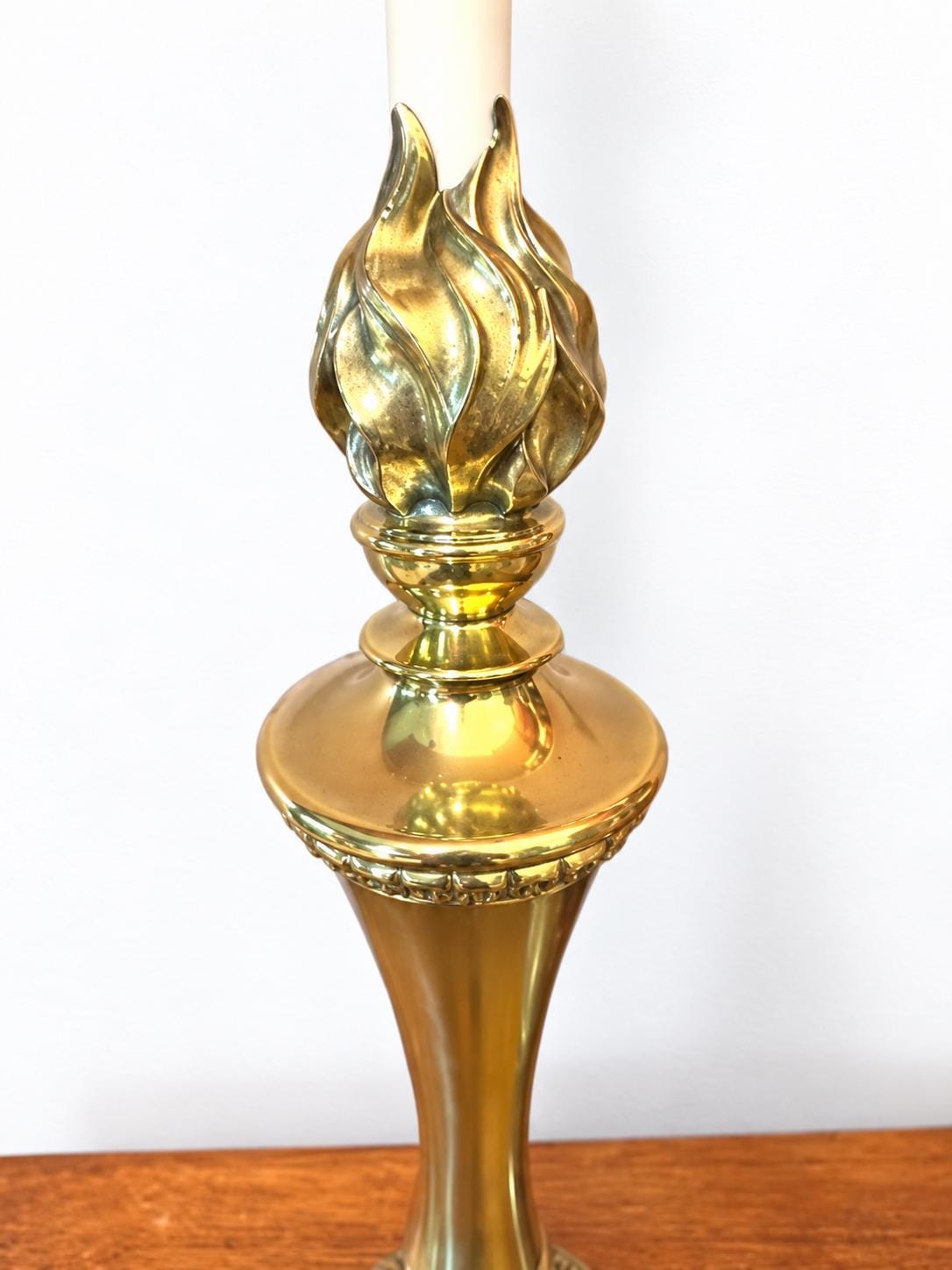 Vintage Stiffel Brass Torch Table Lamps, Attributed Pair | Hollywood Regency Neoclassical Lamps c. 1960s